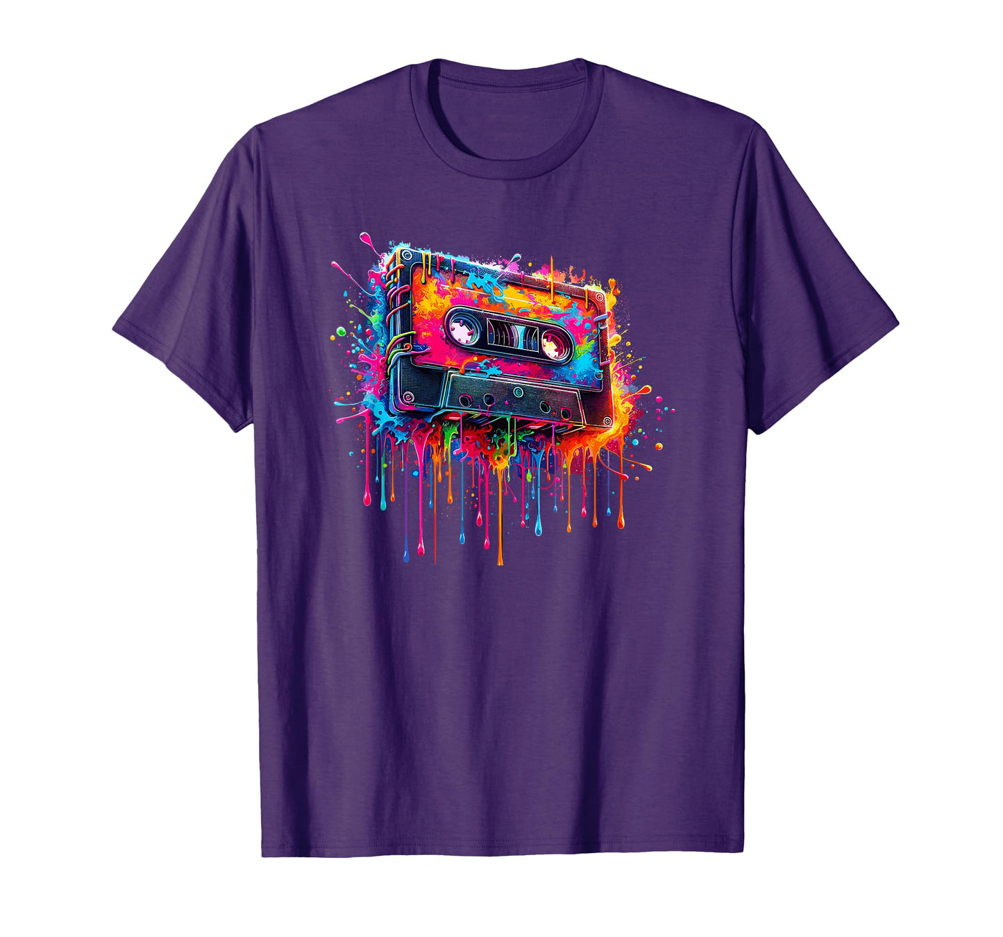 Dripping Paint Art Cassette Player Music Tape Recorder T-Shirt
