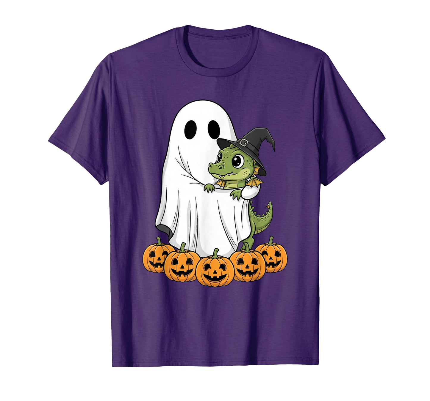 Funny Ghost Dragon Pumpkin Halloween Kids Mens Womens T-Shirt