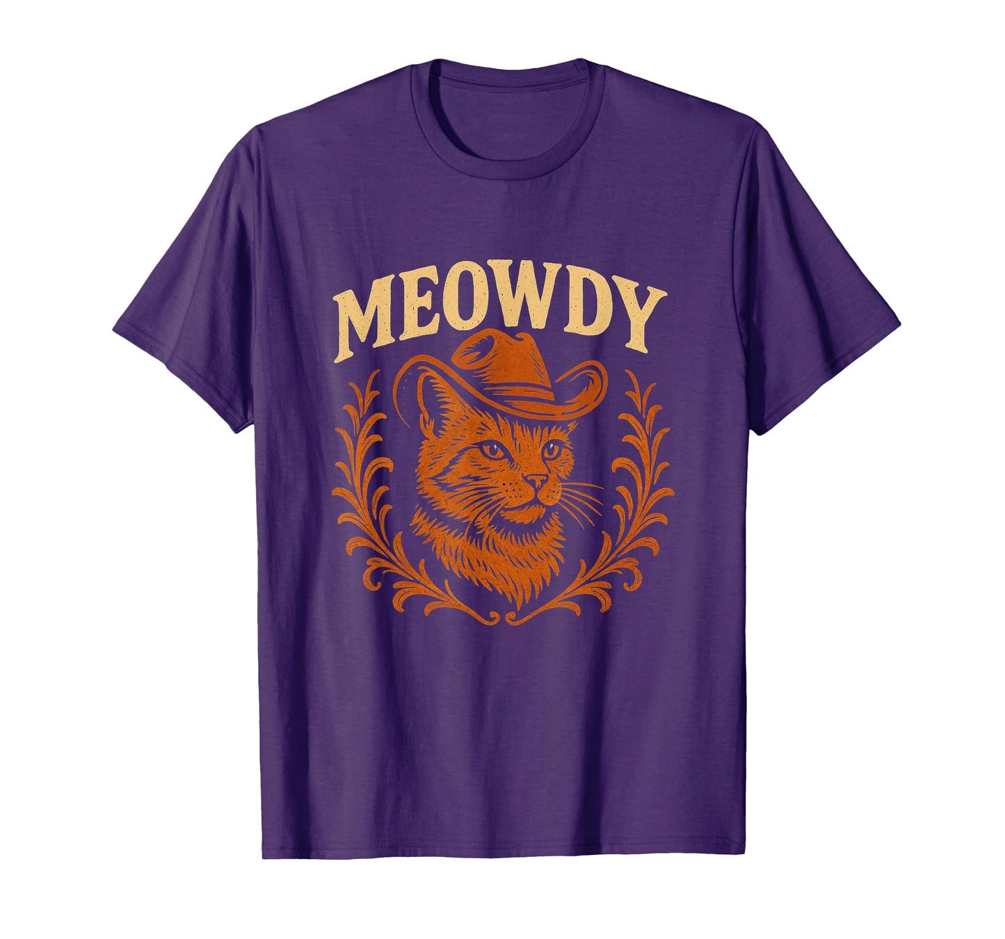 Funny Meowdy Cat Cowboy Hat Country Music Western Retro T-Shirt