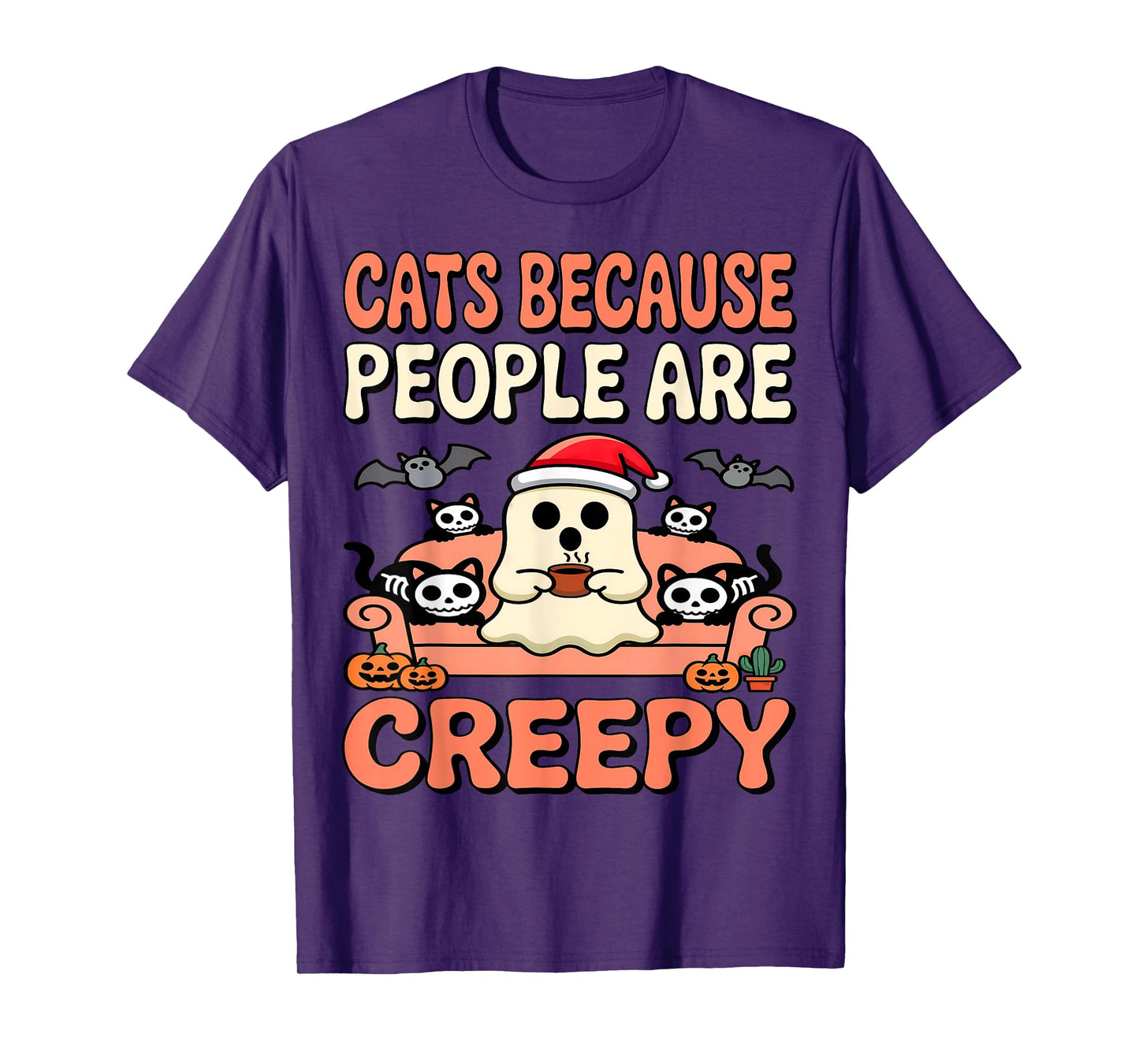 Cats Because People are Creepy Halloween Cute Cat Pet Parent T-Shirt