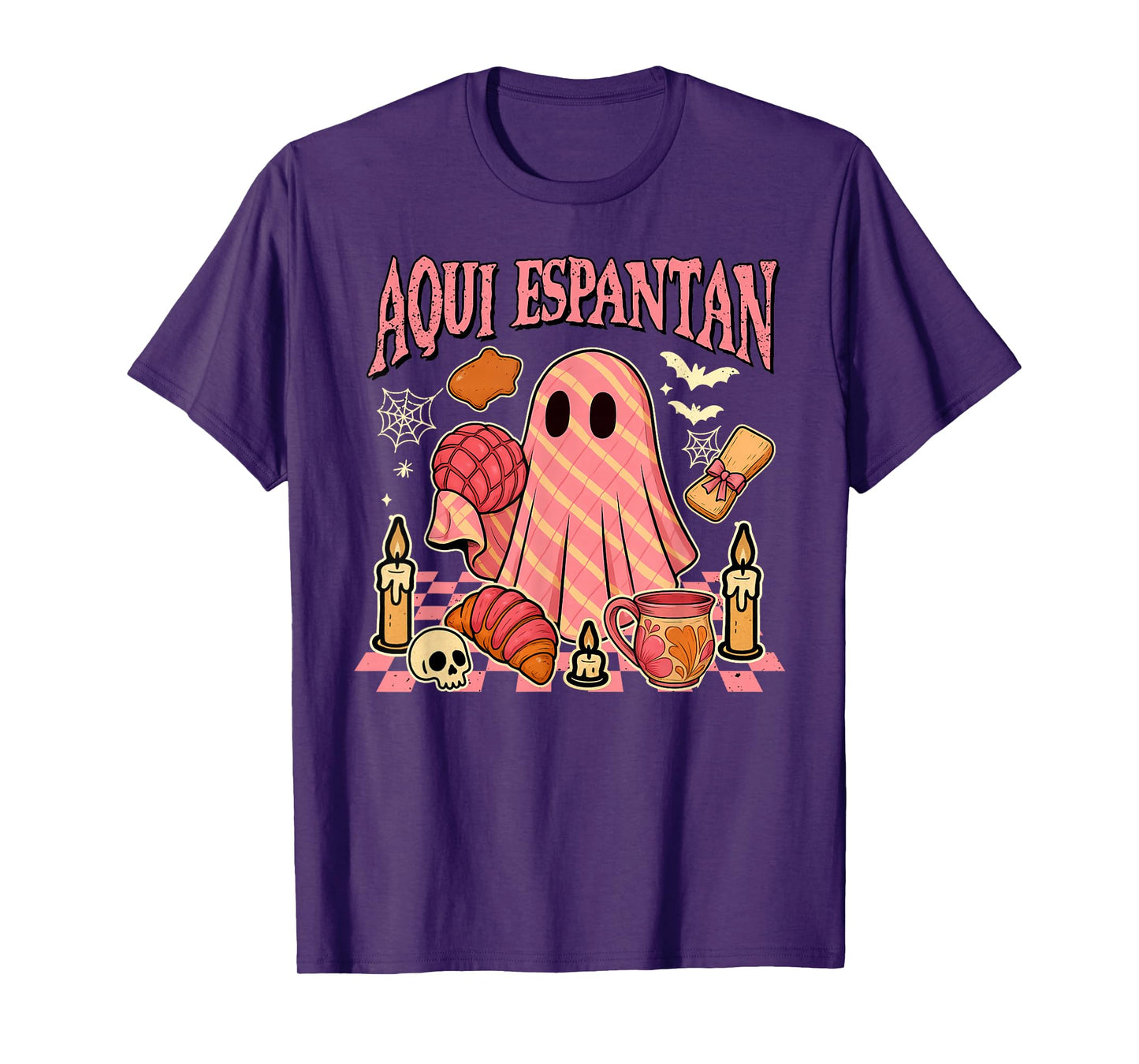 Mexican Spanish Boo Latina Halloween Spooky Aqui Espantan T-Shirt