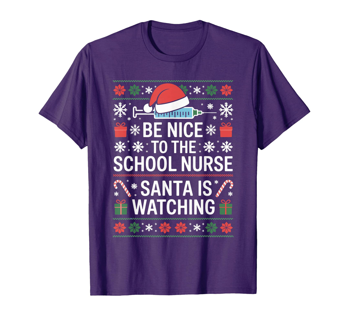 Funny School Nurse Ugly Christmas Sweater Nursing Humor Xmas T-Shirt
