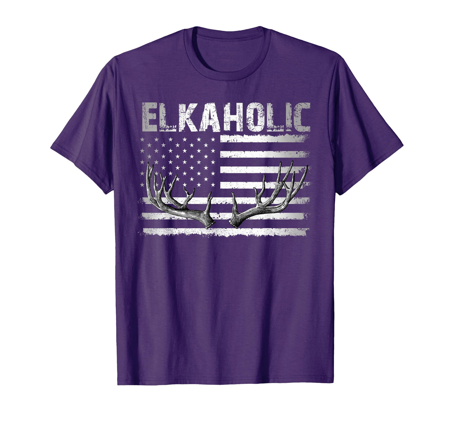 Elk Hunting Elkaholic Hunters Funny US Flag Hunting Lovers T-Shirt