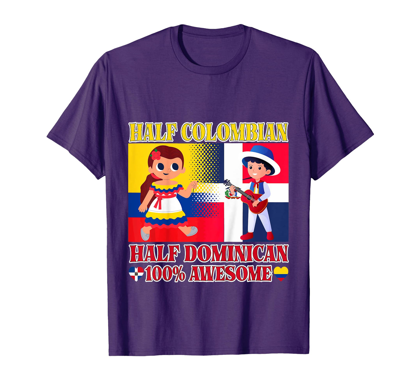 Half Colombian Half Dominican Republic Flag Toddler Girl Boy T-Shirt
