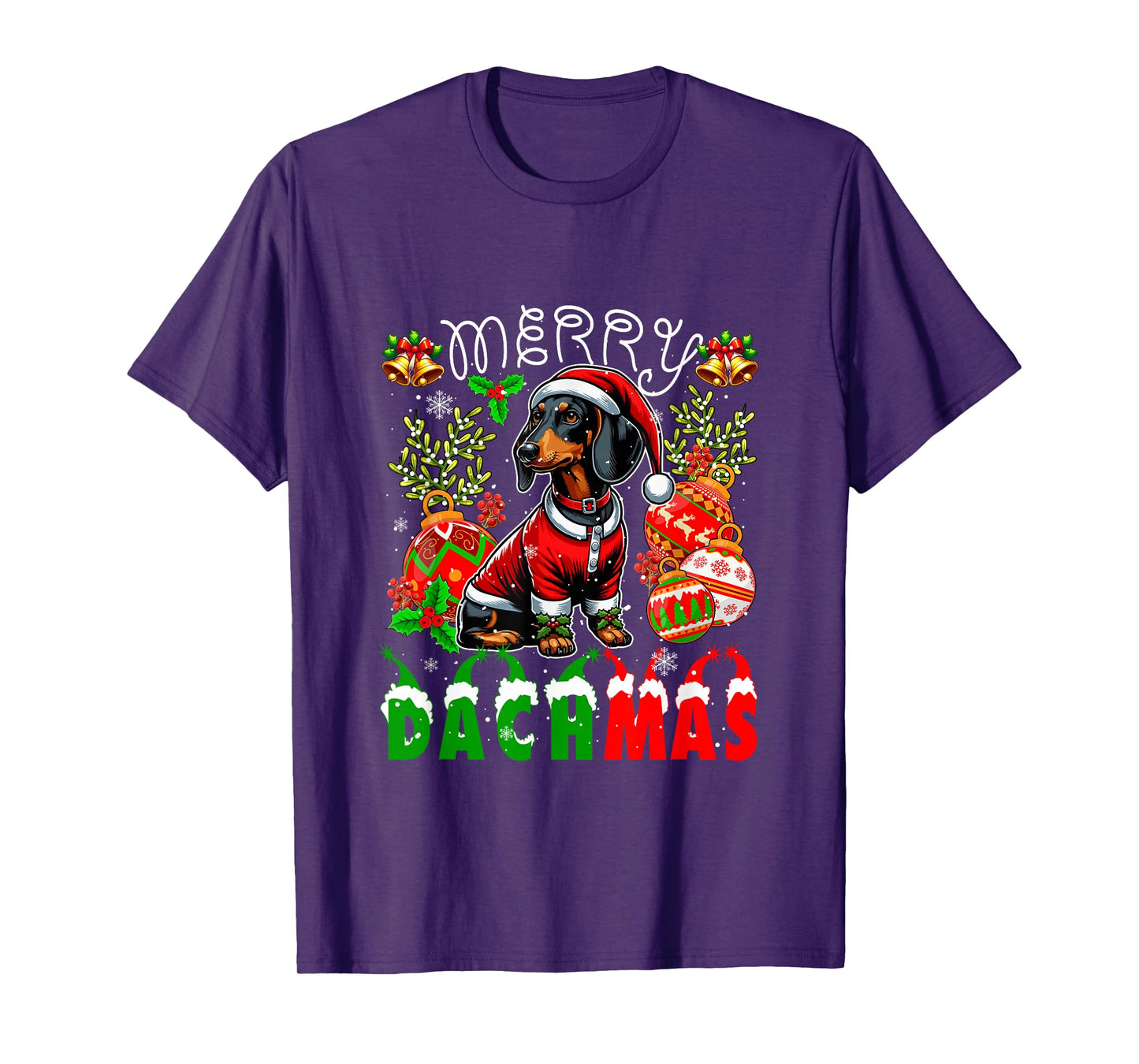 Merry Dachmas Santa Dachshund Decorating Xmas Owner Family T-Shirt