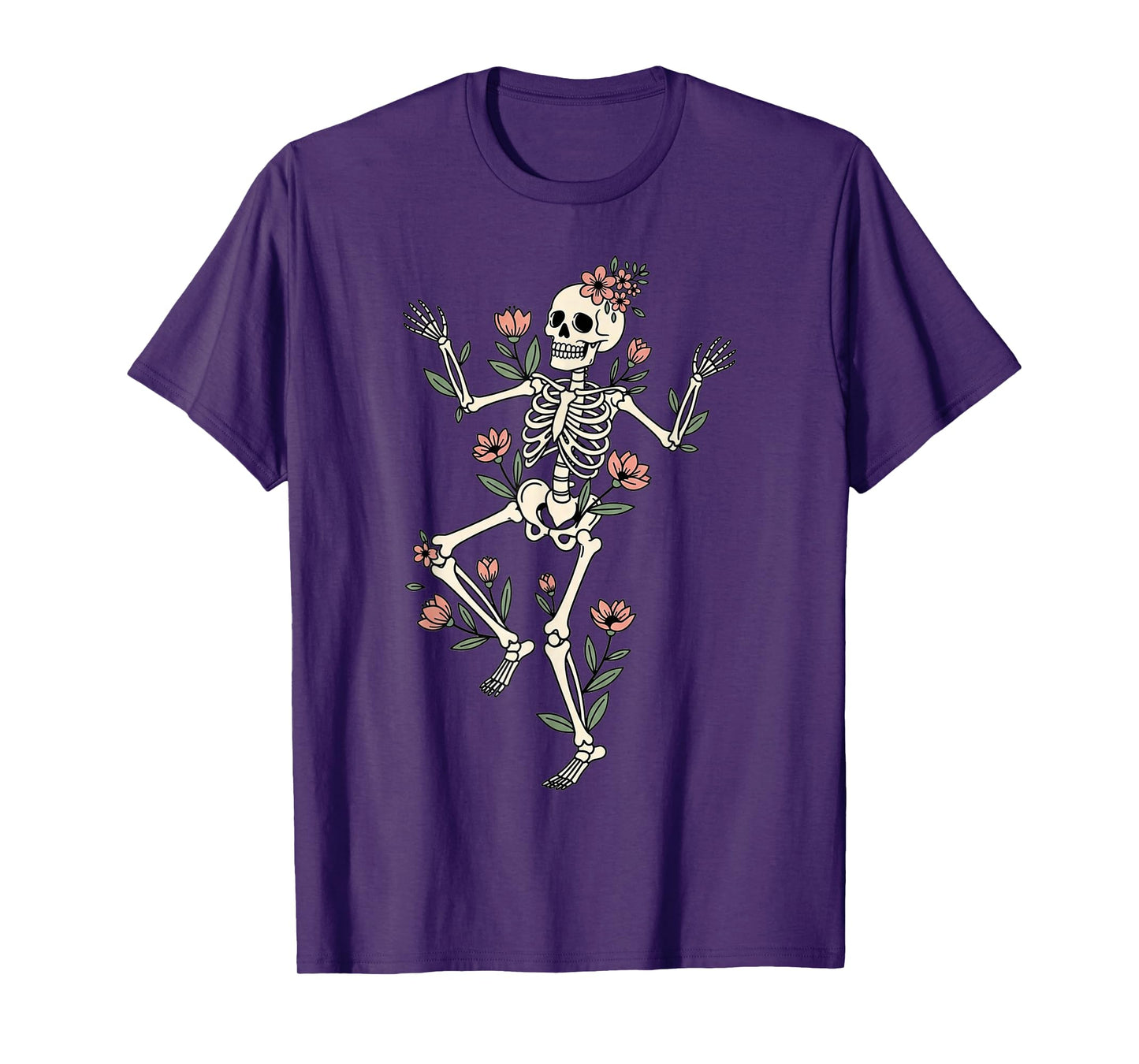 Dancing Skeleton with Flowers Macabre Halloween Eternal T-Shirt