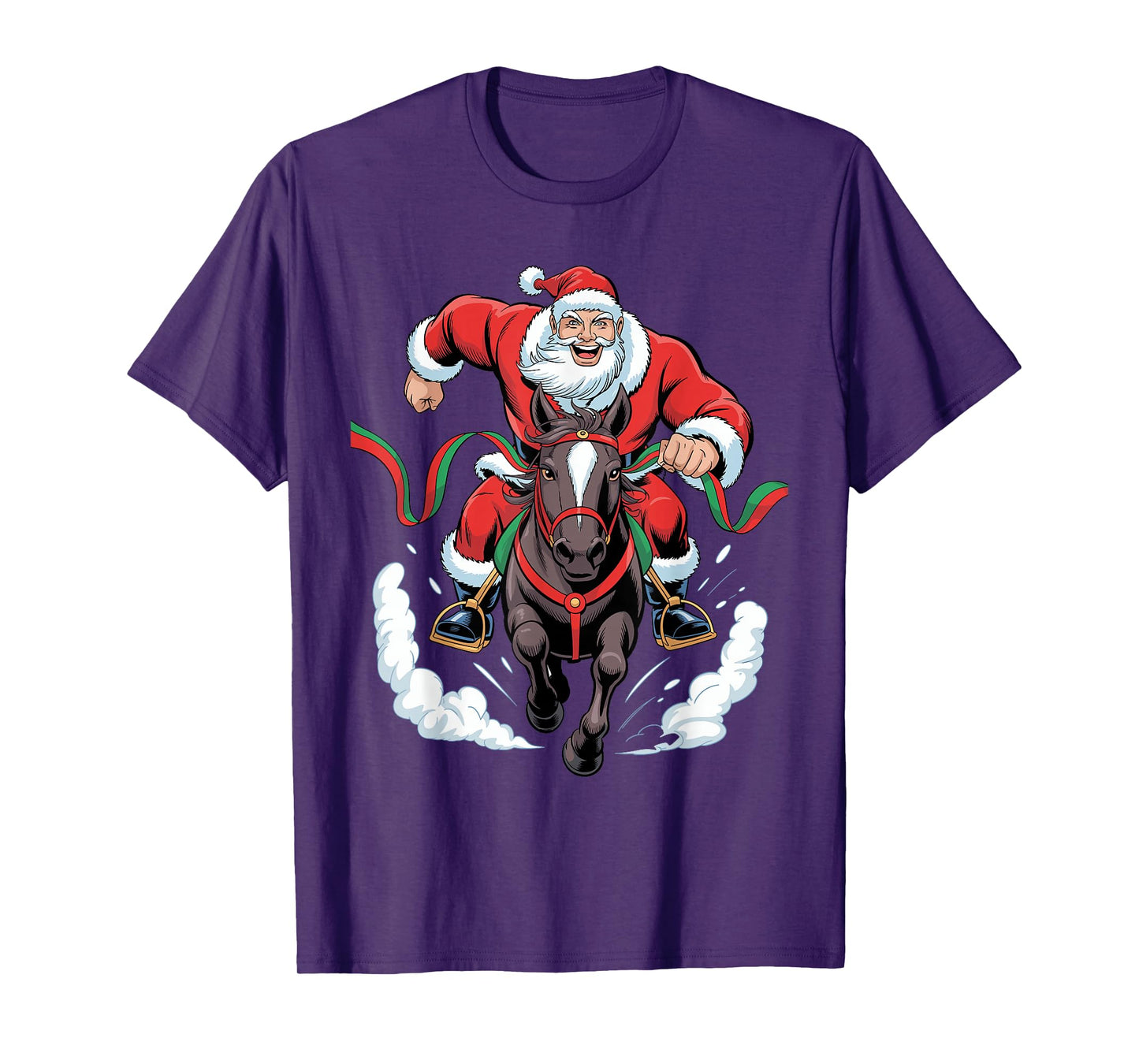 Santa Riding Horse Funny Equestrian Christmas Holiday T-Shirt