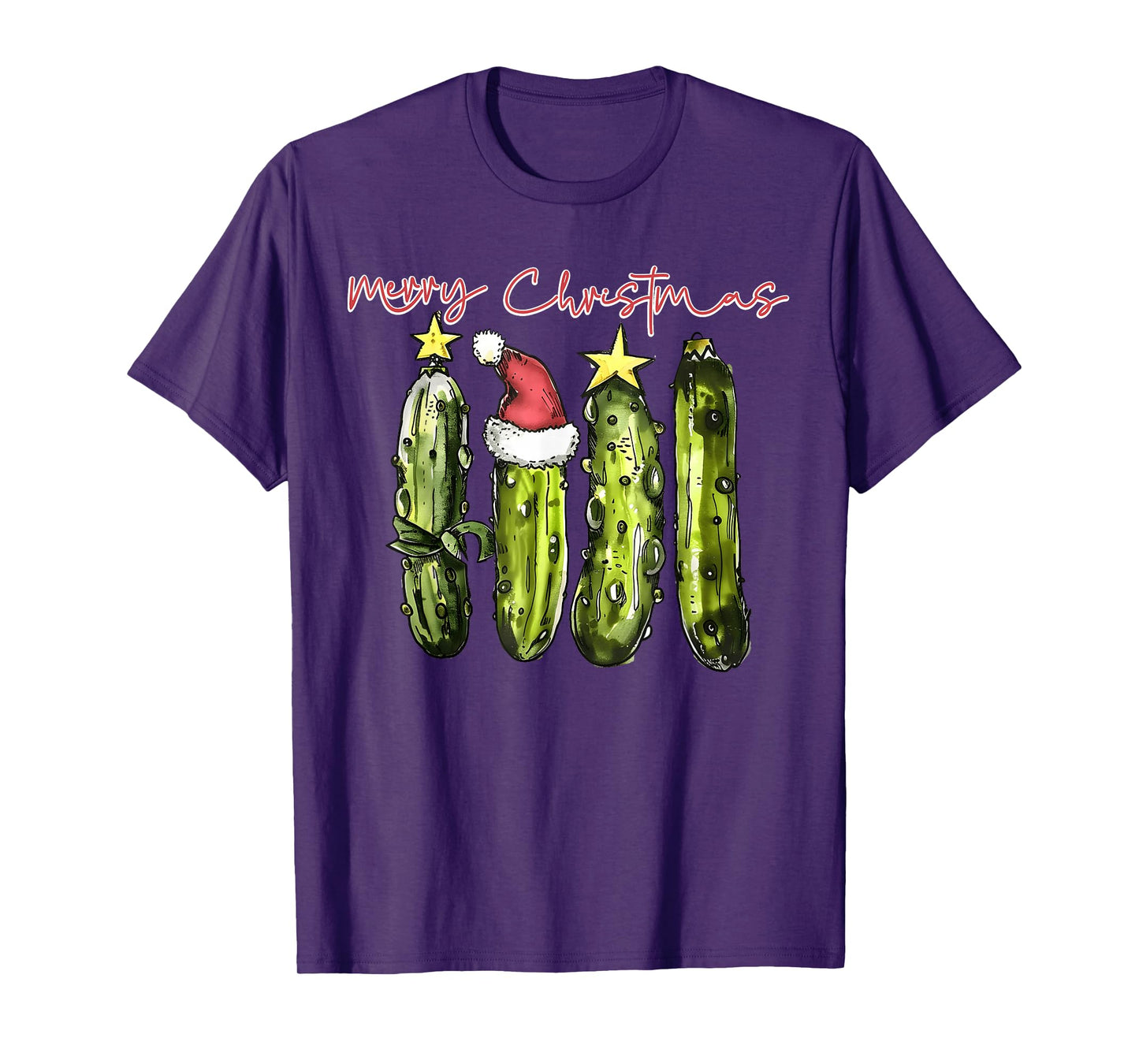 Santa Hat Pickle Christmas Pickle Lover Xmas Pajamas T-Shirt