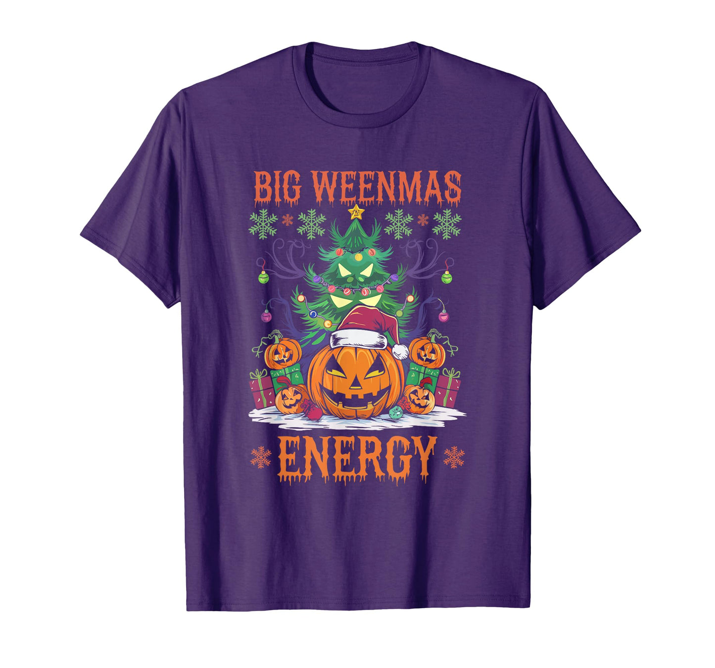 Big Weenmas Energy Jack-O-Lantern Pumpkin & Christmas Tree T-Shirt