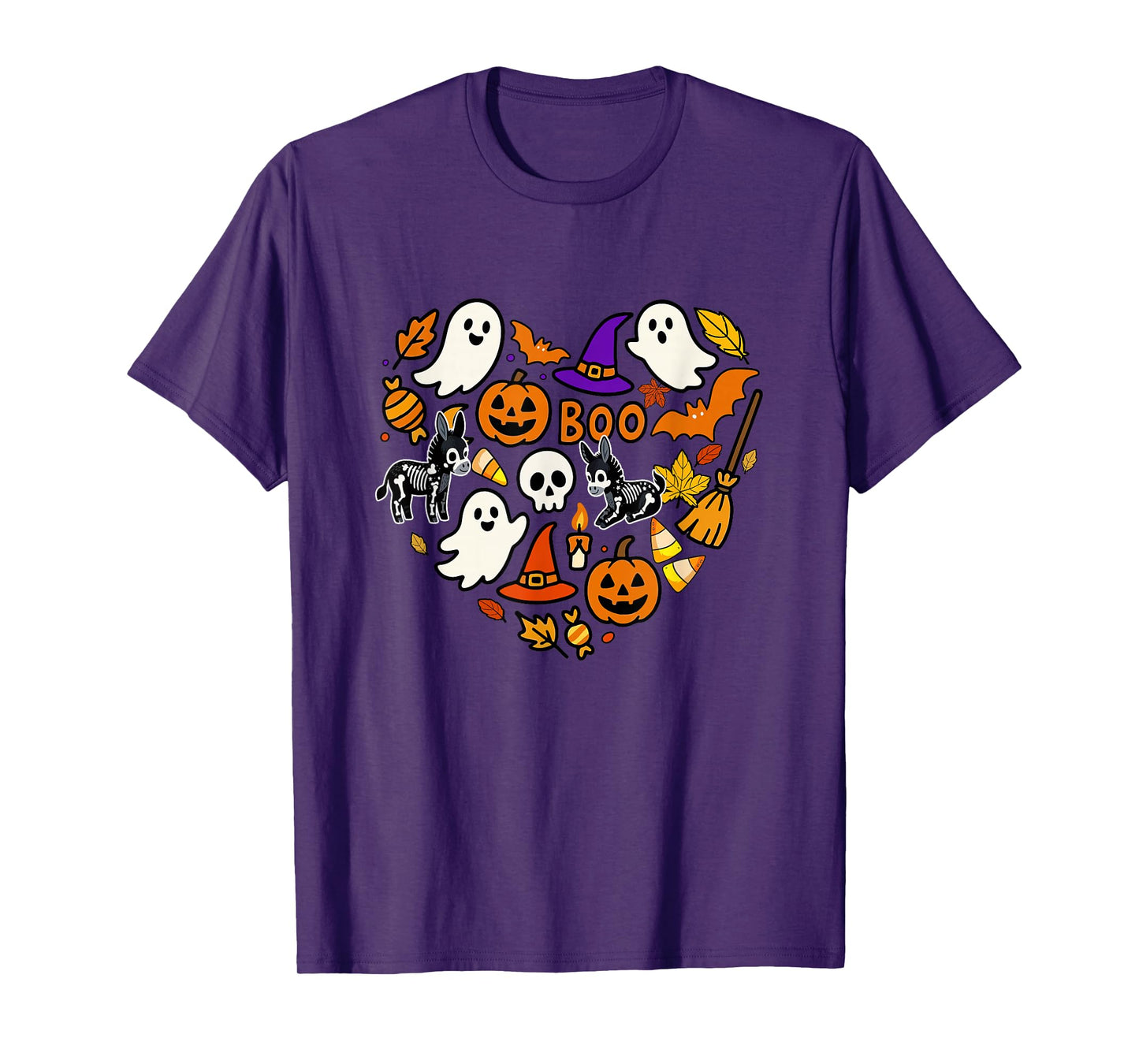 Group Donkeys Boo Ghosts Candy Corns Halloween Heart Shape T-Shirt