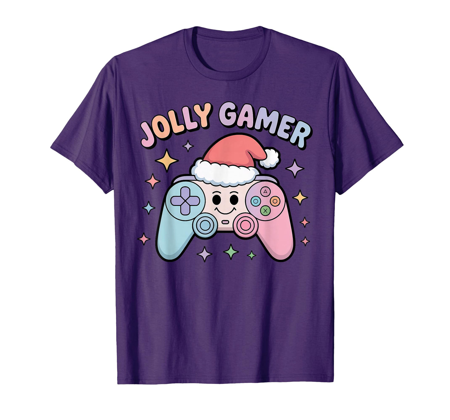Jolly Gamer Controller with Santa Hat Christmas Video Game T-Shirt
