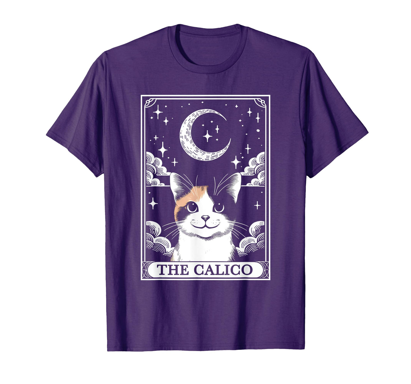 Tarot Card Vintage Crescent Moon Calico Cat Mom Cat Lovers T-Shirt for Men Women Kids