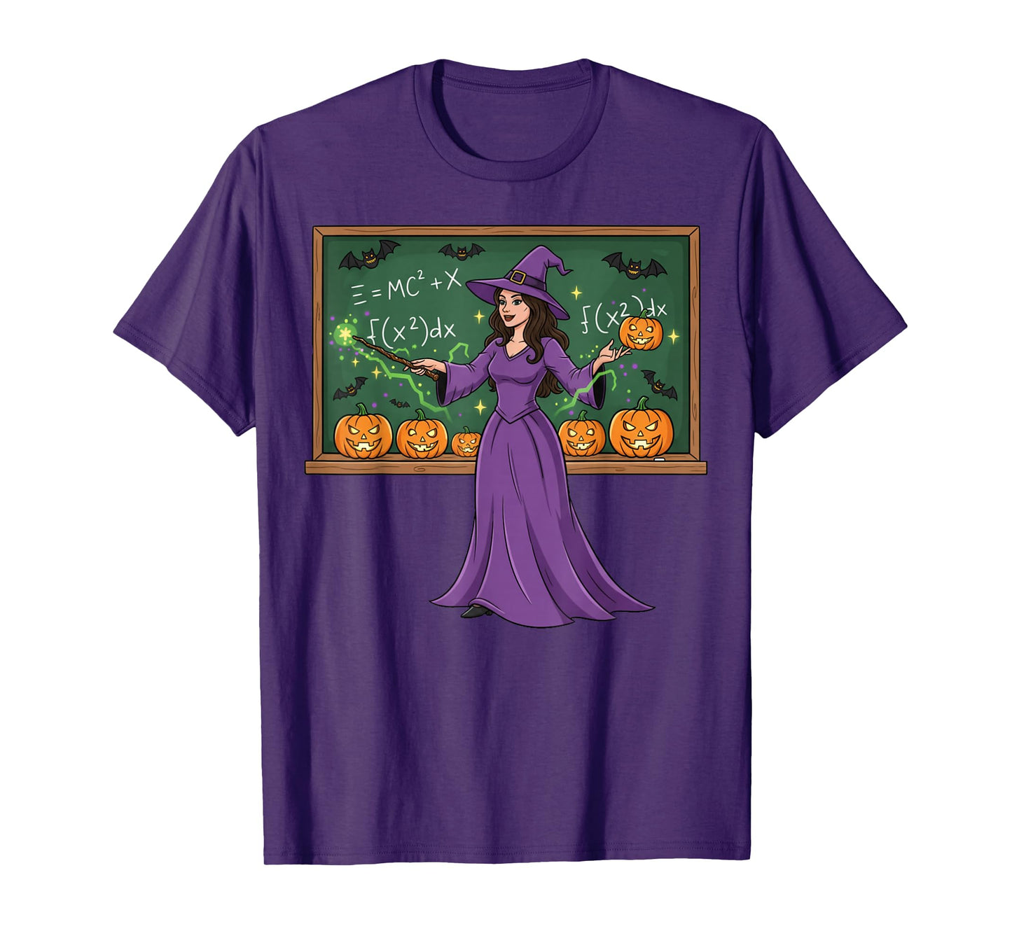 Funny Witch Teacher Halloween Math Classroom Students Kids T-Shirt