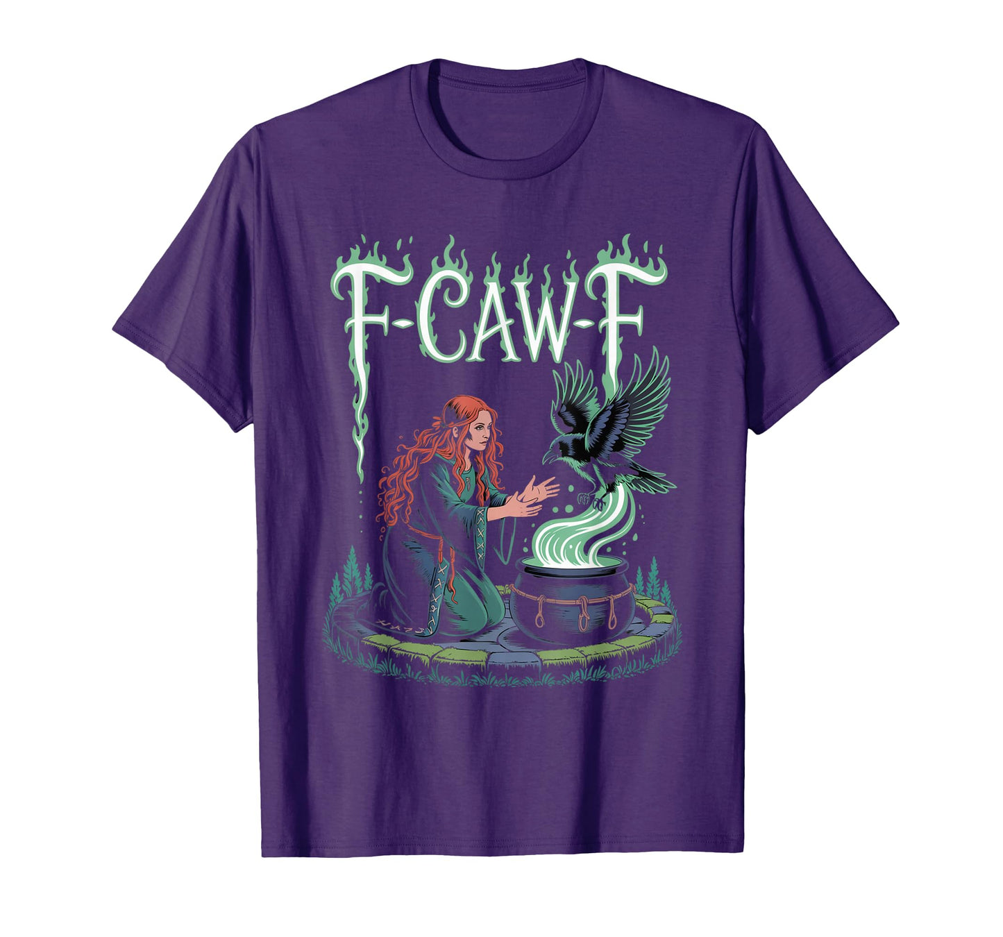 F-Caw-F Crow Funny Gothic Moon Black Bird Halloween T-Shirt
