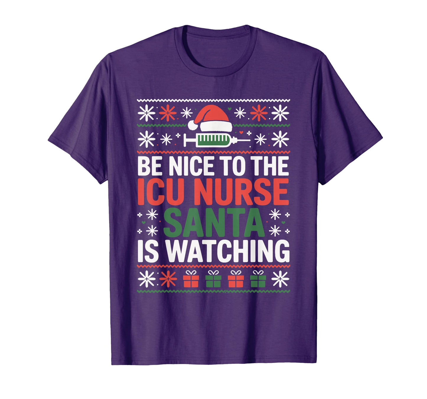 Funny ICU Nurse Ugly Christmas Sweater Critical Care Xmas T-Shirt