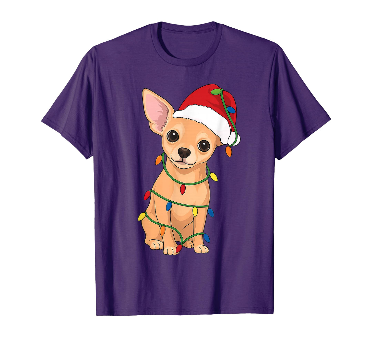 Chihuahua Christmas Tree Lights Holiday Dog Lover T-Shirt