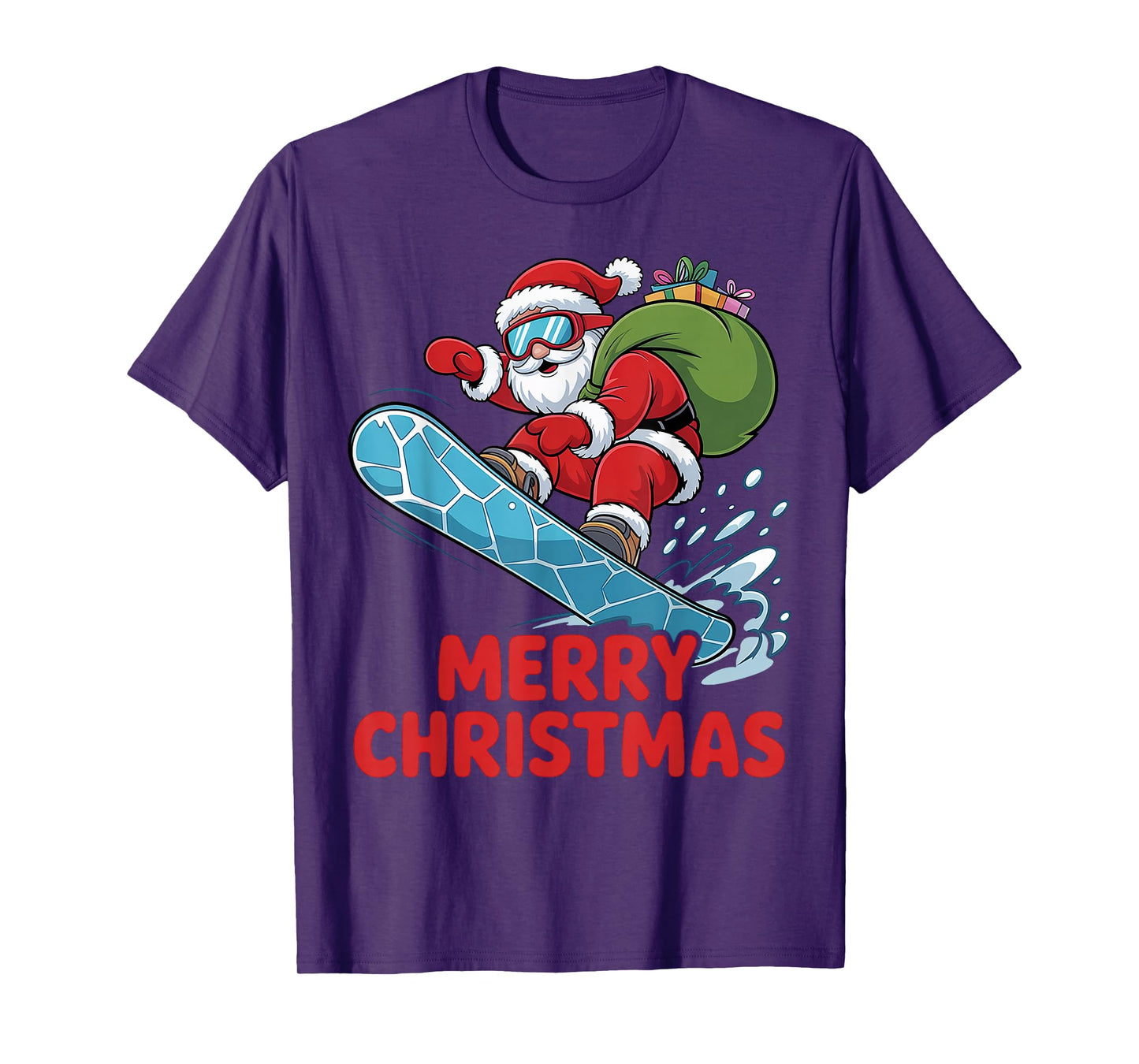 Merry Christmas Santa Riding a Snowboard Funny Snowboarding T-Shirt
