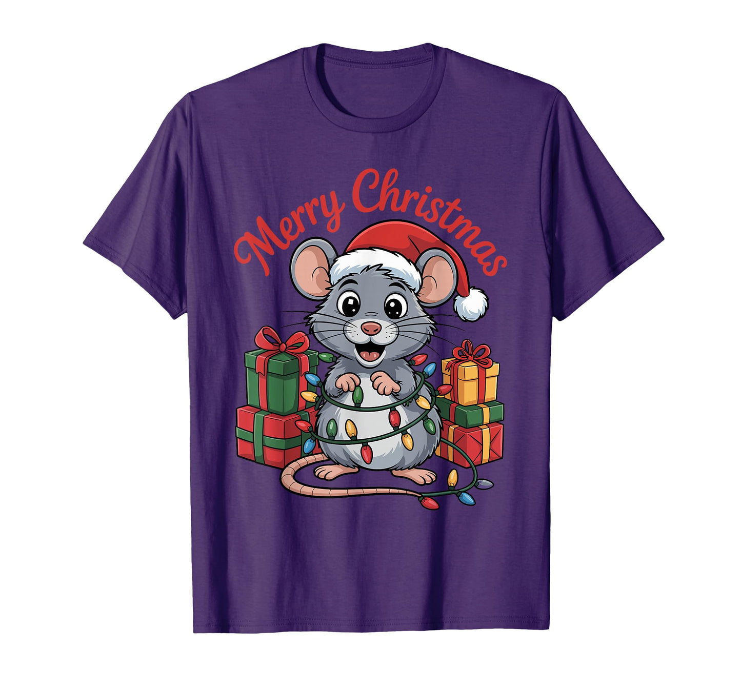 Rat Santa Hat Christmas Design Funny Animal Lovers Holiday T-Shirt