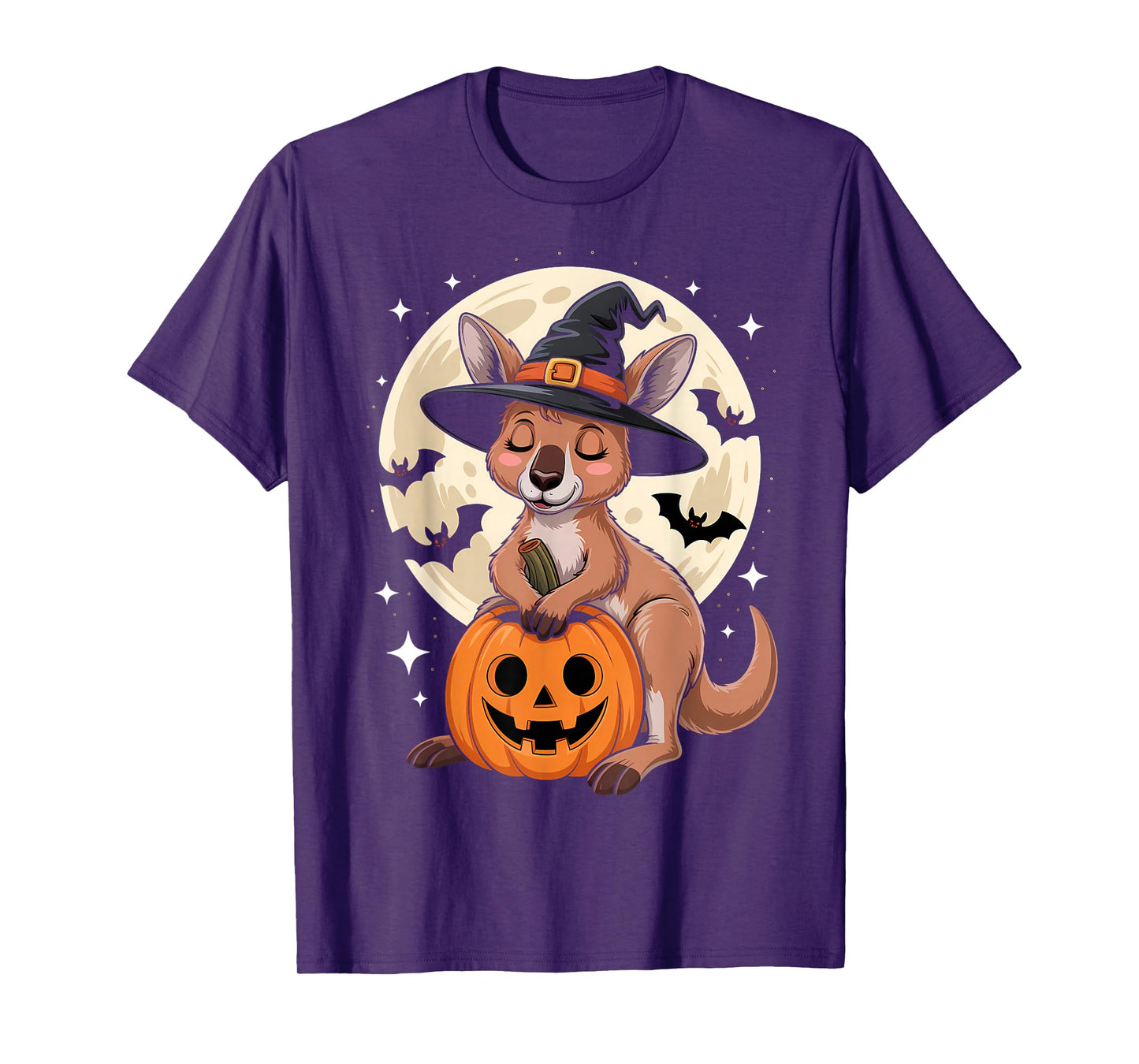 Halloween Kangaroo Witch Hat Pumpkin Spooky T-Shirt