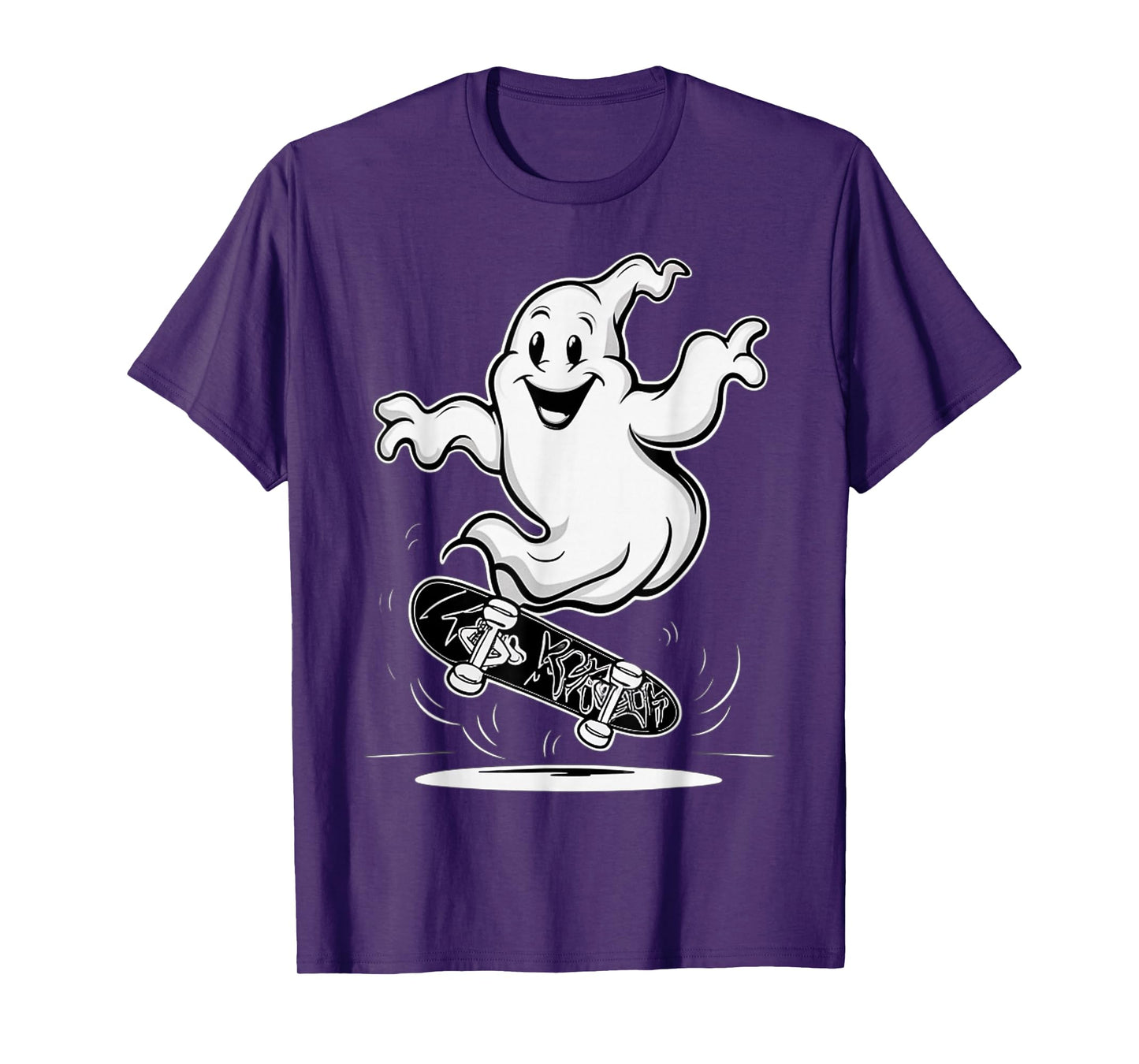 Funny Ghost On Skateboard Retro Halloween Costume Kids Boys T-Shirt