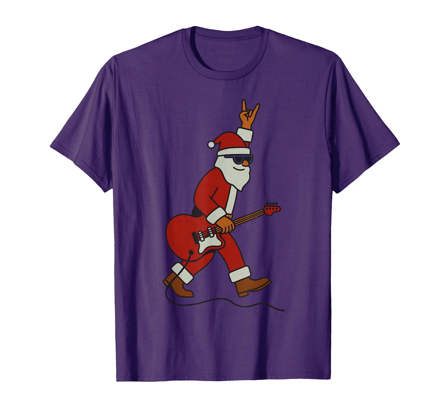 Santa Playing Rock Guitar Christmas Vintage Funny Xmas T-Shirt