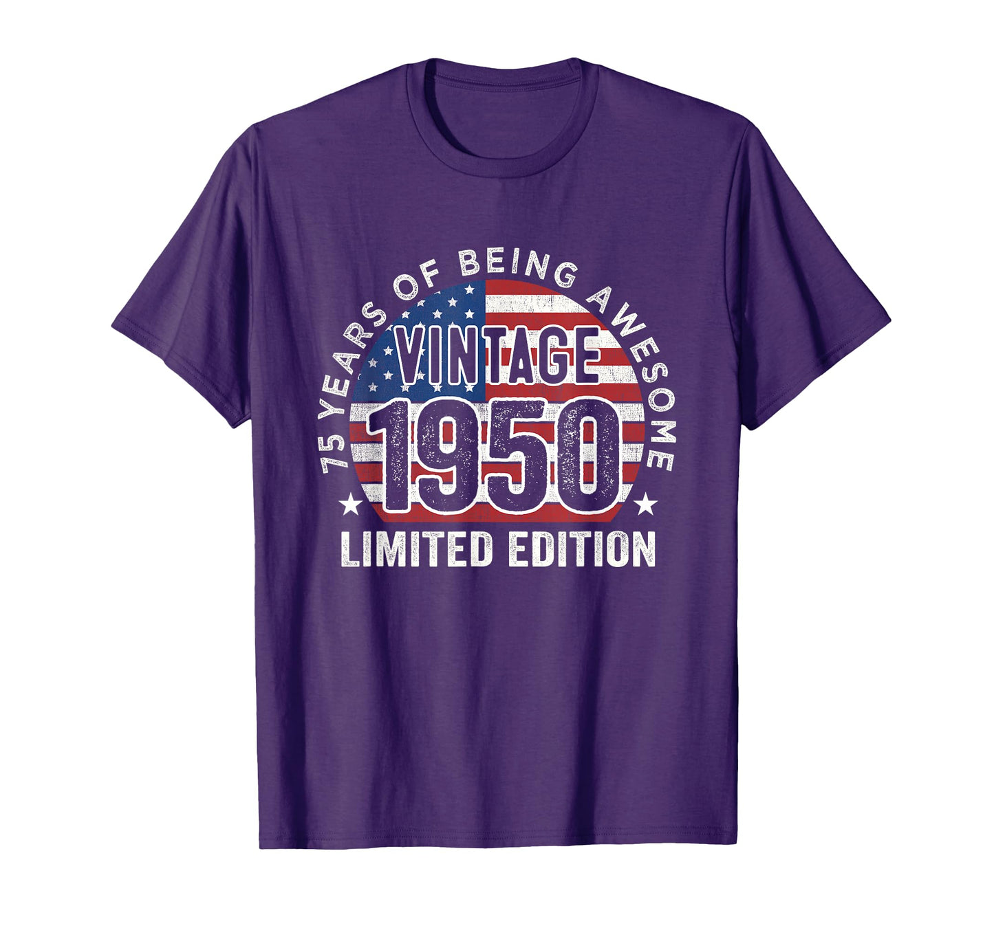 75th Birthday Gifts Men Vintage 1950 75 Years Old USA Flag T-Shirt