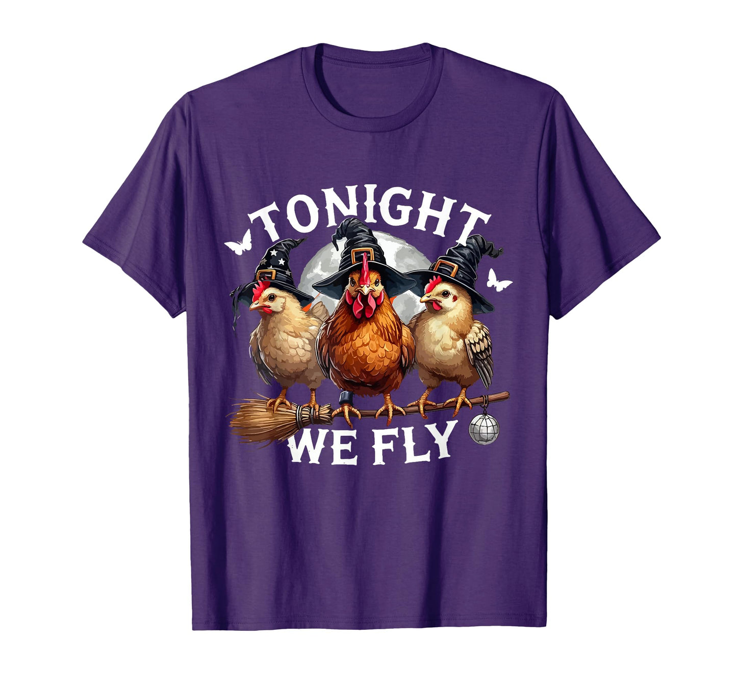 Cute Tonight We Fly Chicken Witch Halloween Spooky Season T-Shirt