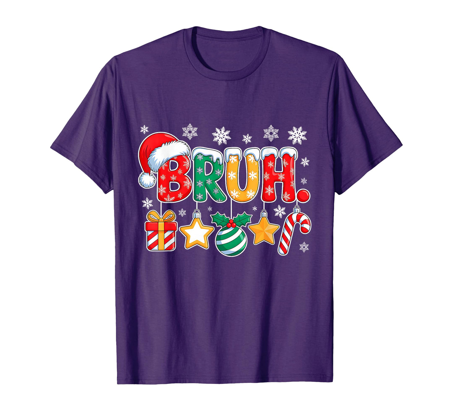 Bruh Funny Christmas Bruh Teens Boys Kids Xmas Pajamas T-Shirt