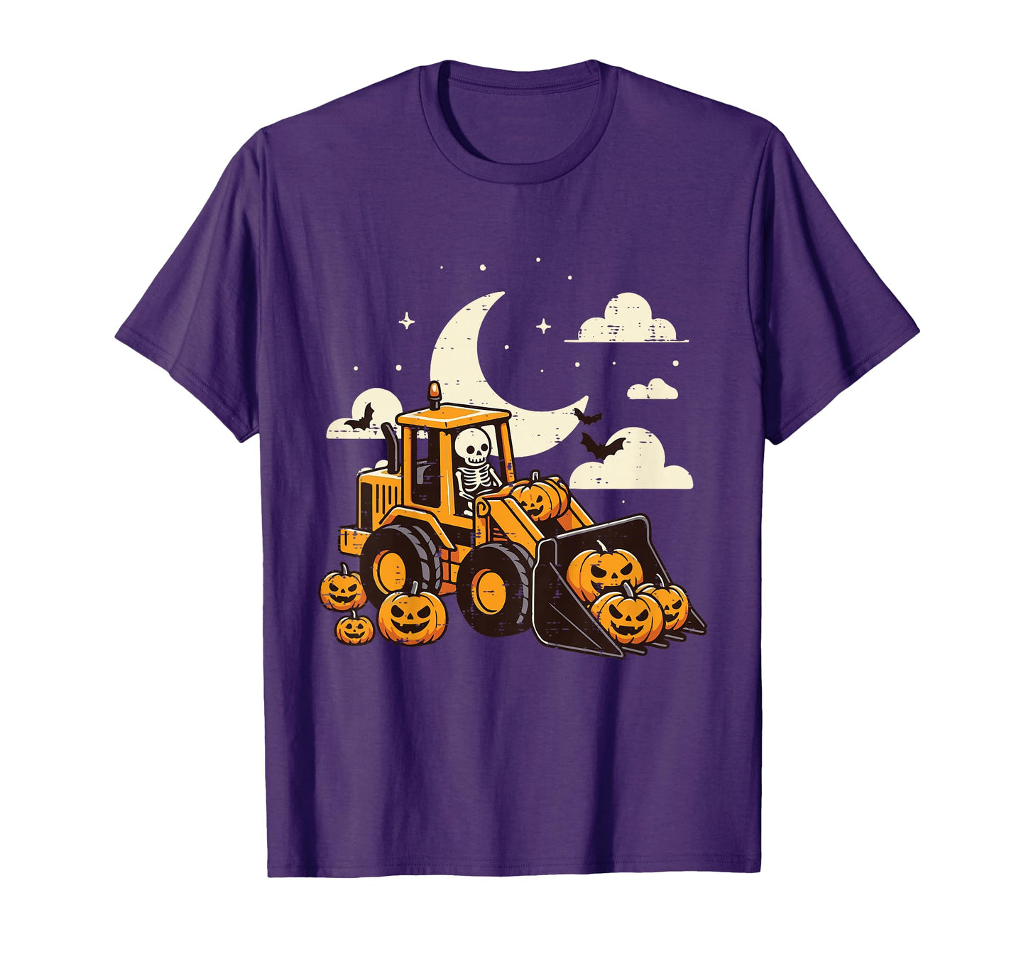 Kids Bulldozer Construction Pumpkin Halloween Toddler Boys Kids T-Shirt