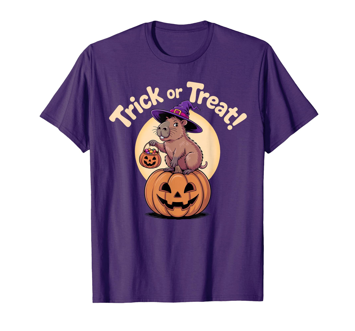 Funny Capybara Trick or Treat Halloween Pumpkin T-Shirt