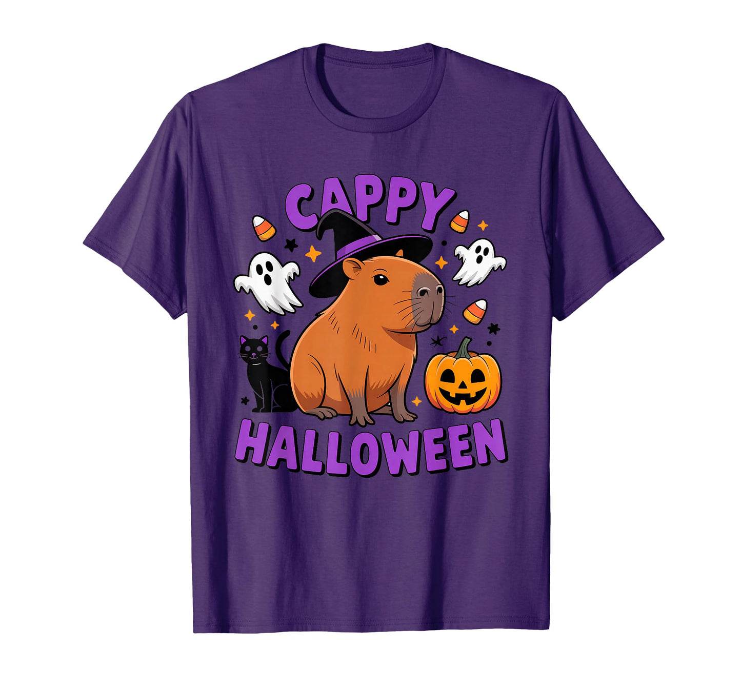 Cappy Halloween Costume Pumpkin Funny Capybara Halloween T-Shirt