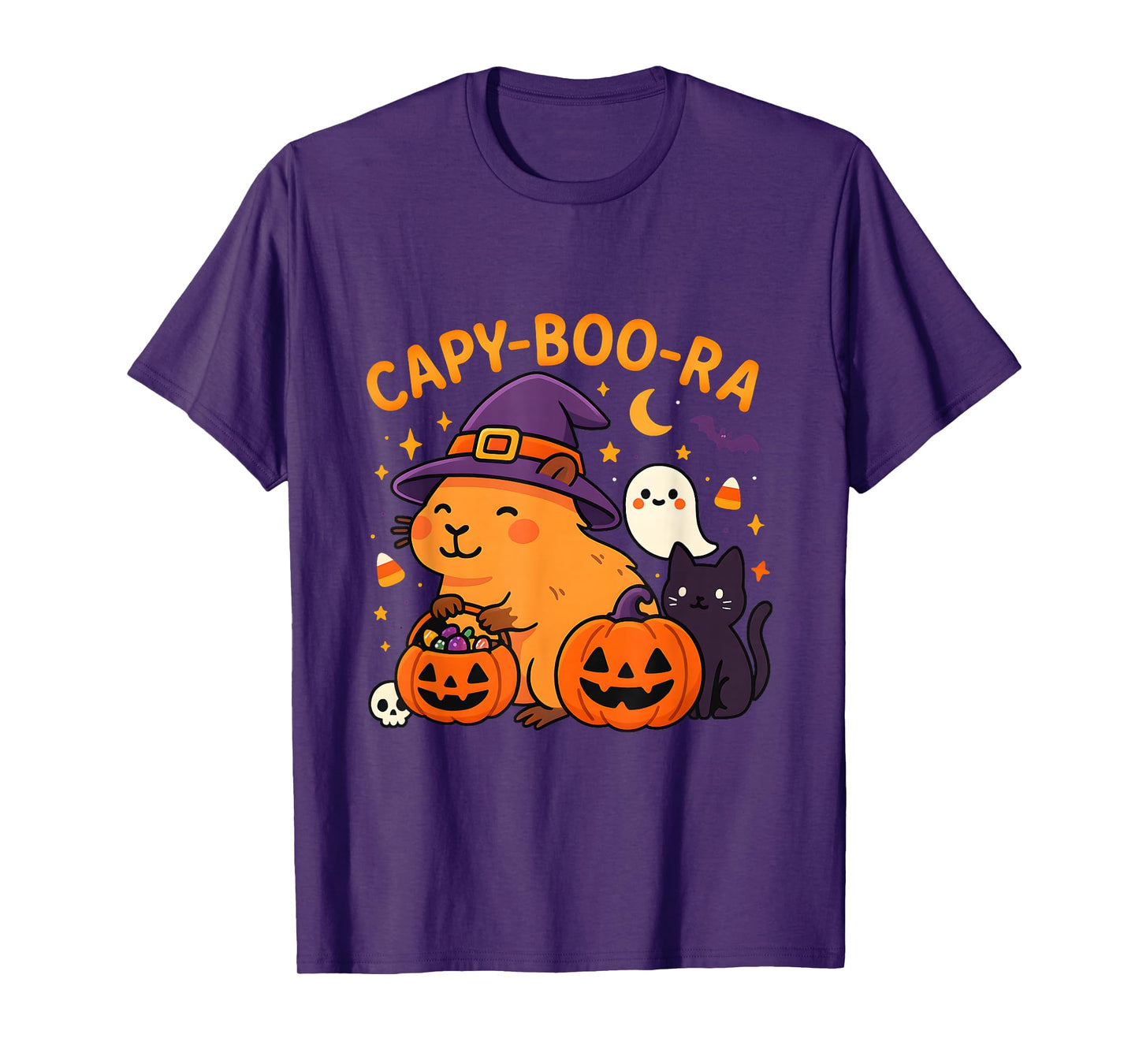 Capy-Boo-ra Cute Halloween Capybara Ghost Pun Design T-Shirt