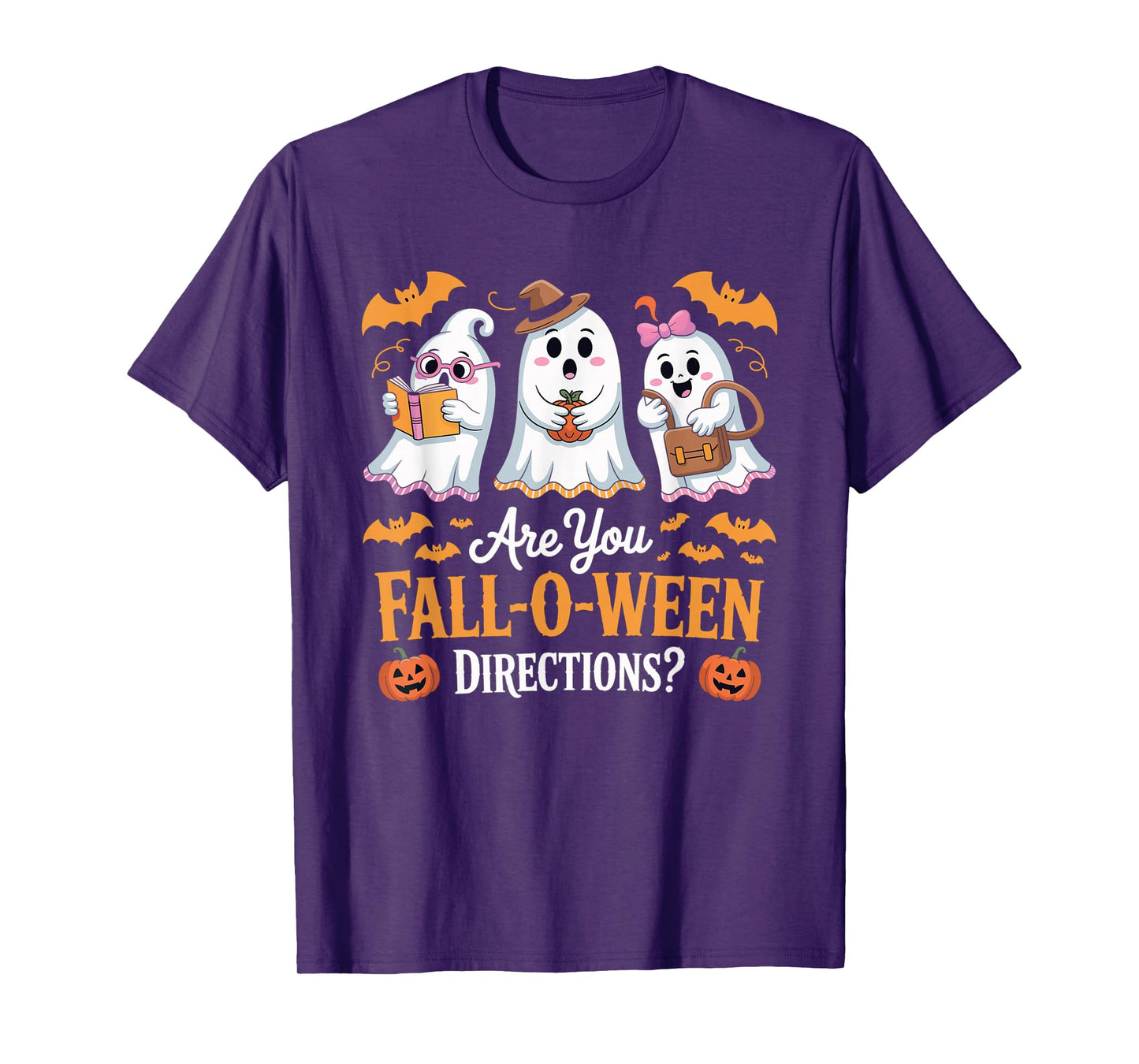 Fall-O-Ween Directions Funny Halloween Teacher Ghost Joke T-Shirt