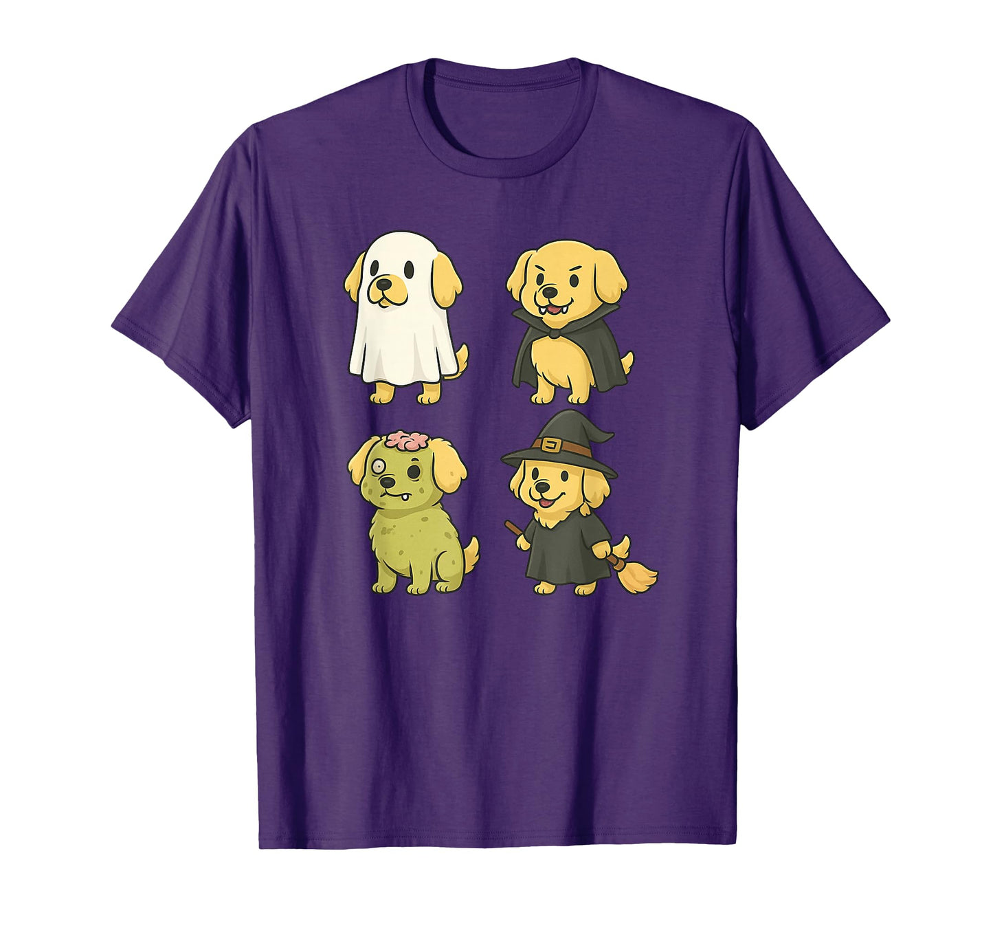 Golden Retriever Halloween Ghost Witch Vampire Zombie T-Shirt