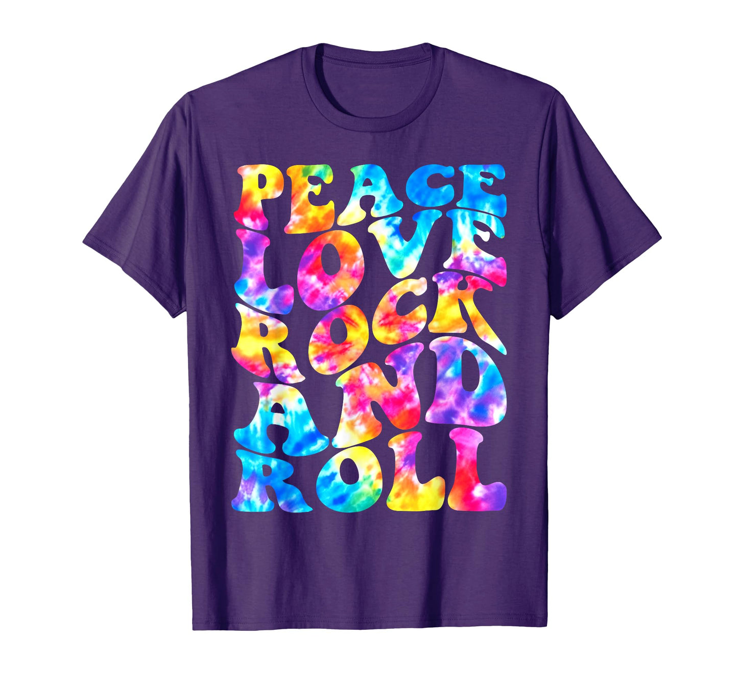 Tie-Dye Peace Love Rock N Roll Band Rock Concert Lovers T-Shirt