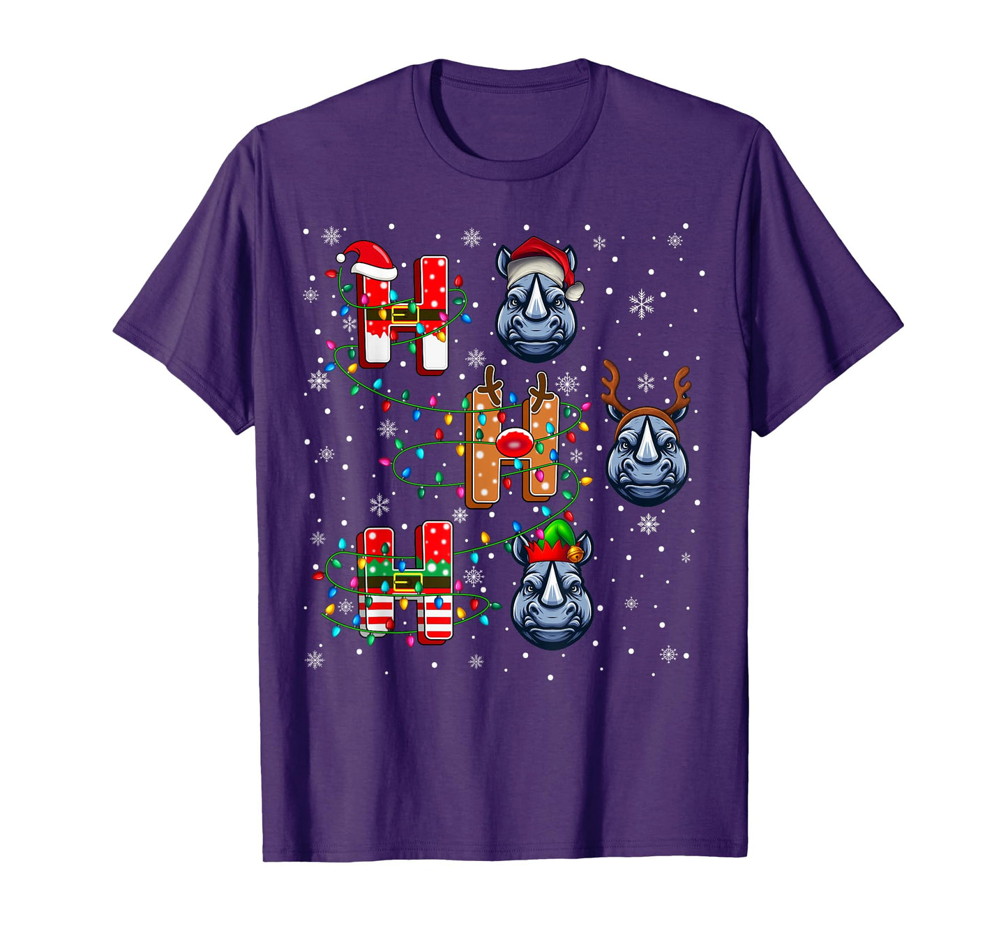 Ho Ho Ho Santa Reindeer Hat Elf Rhino Animal Christmas T-Shirt