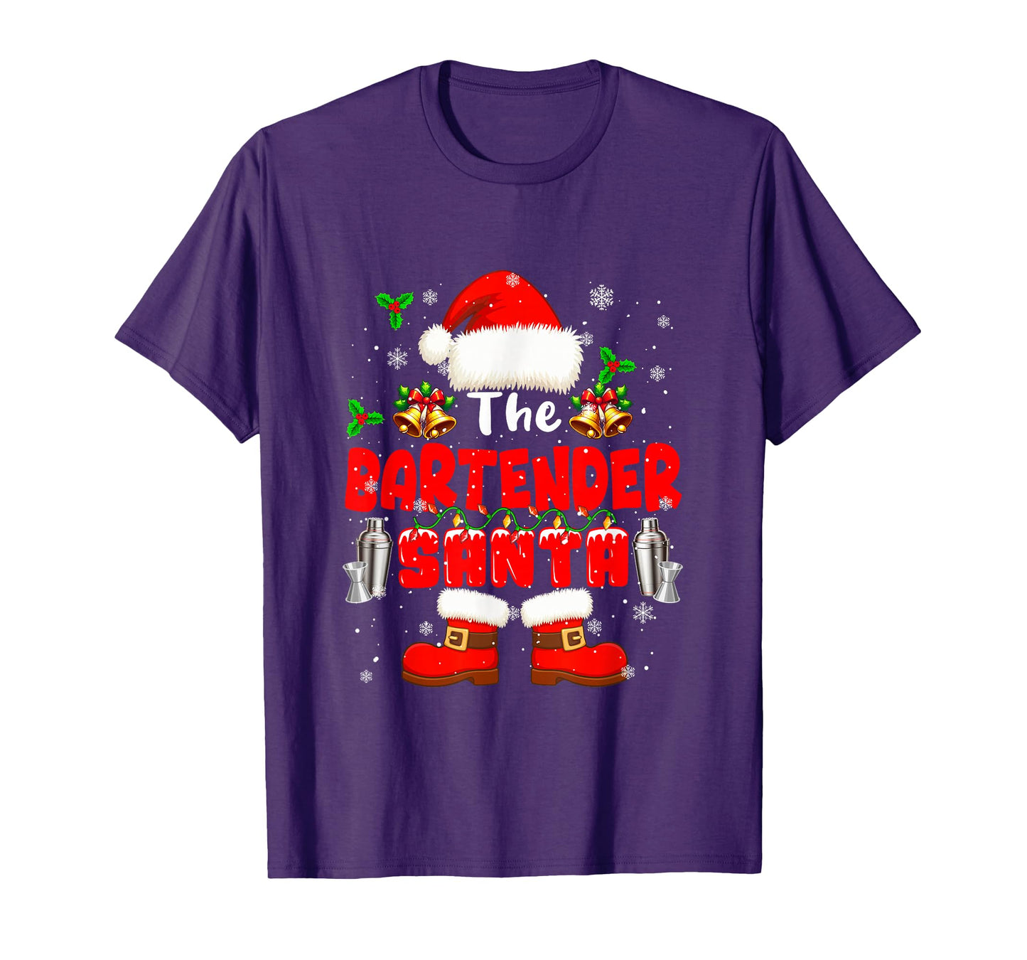 The Bartender Santa Christmas Colorful Costume Job Team T-Shirt
