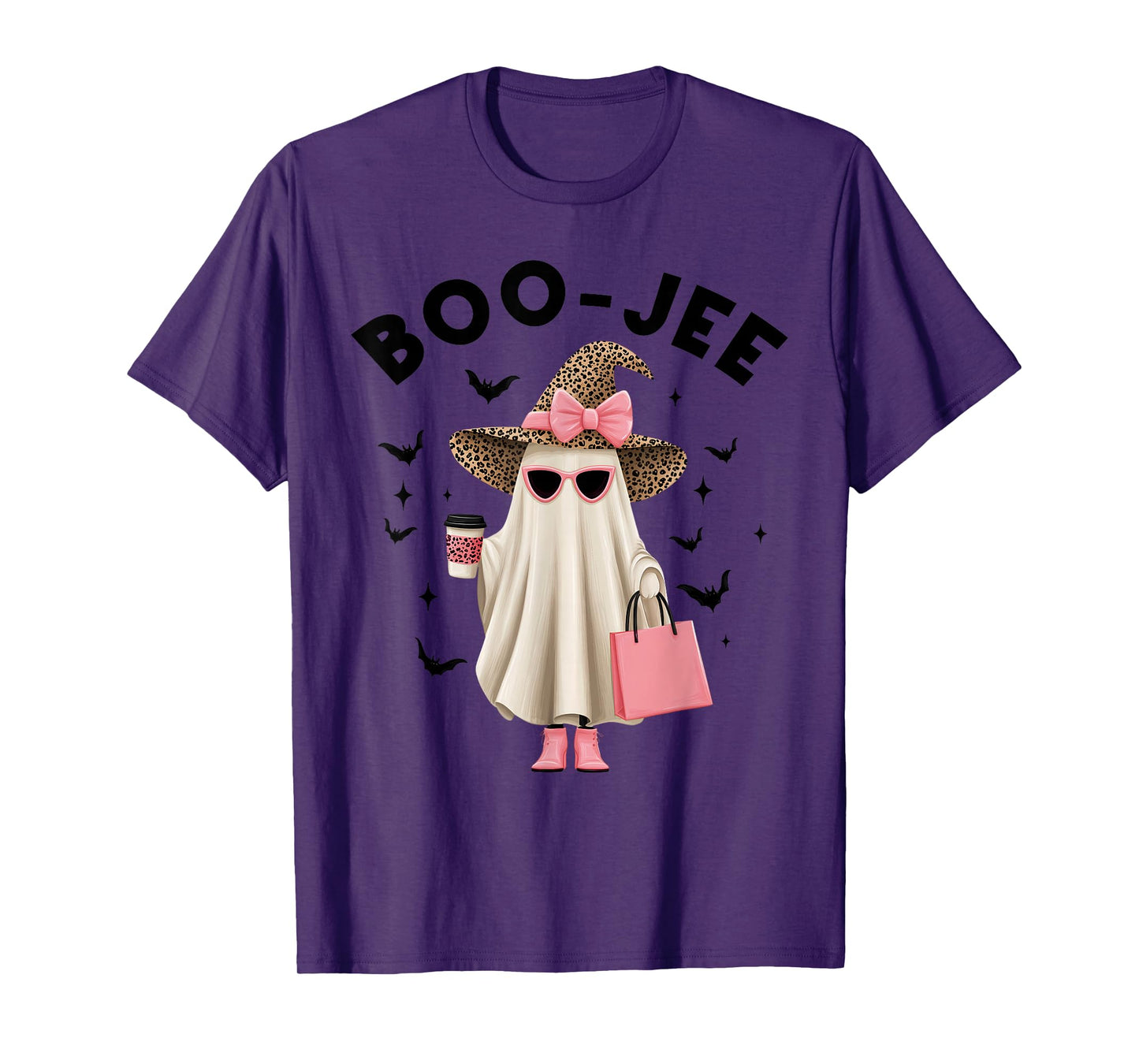Coquette Leopard Ghost Coffee Boo-JEE Halloween Boujee Ghost T-Shirt