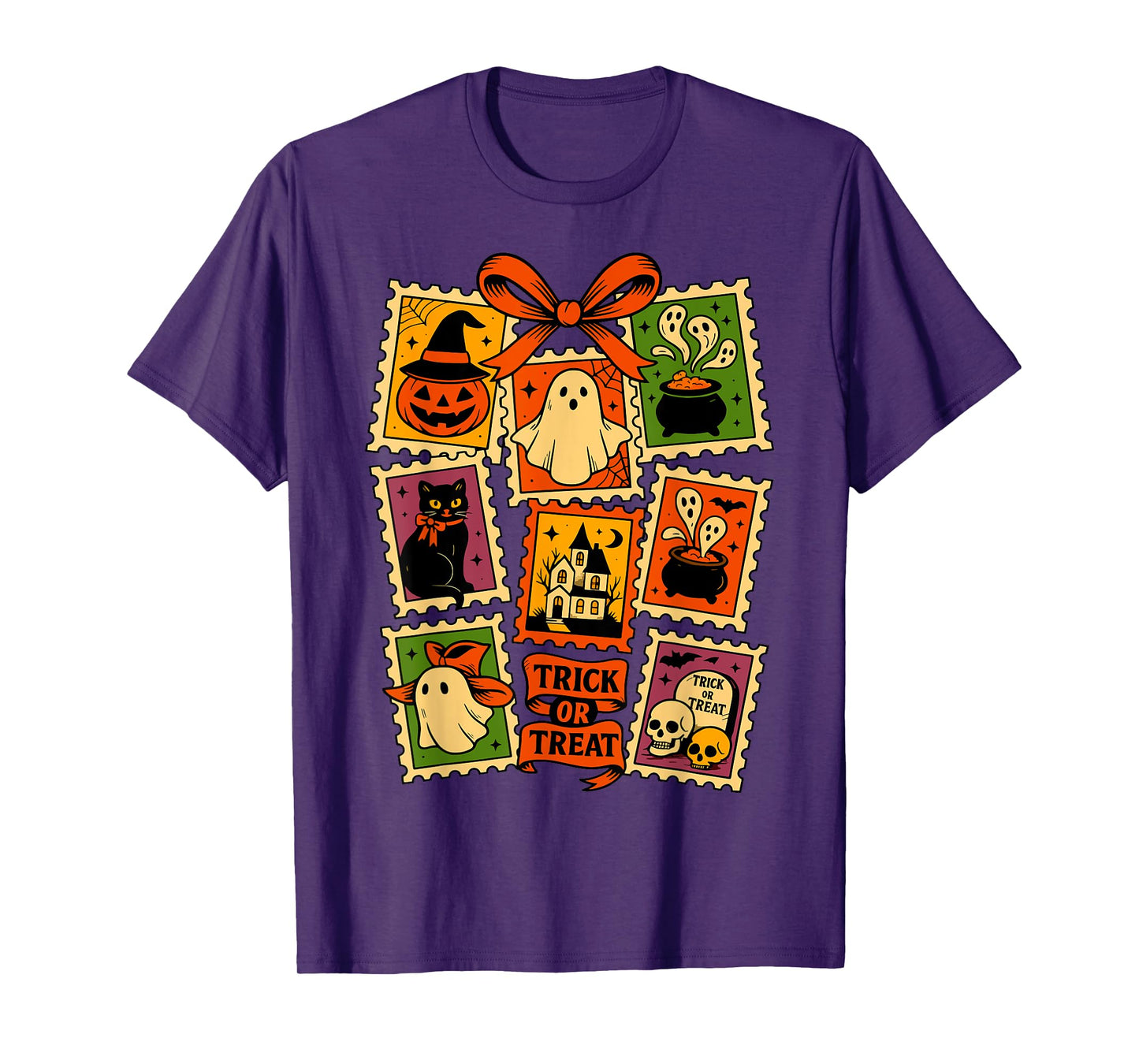 Trick Or Treat Vintage Halloween Retro Postage Stamp Design T-Shirt
