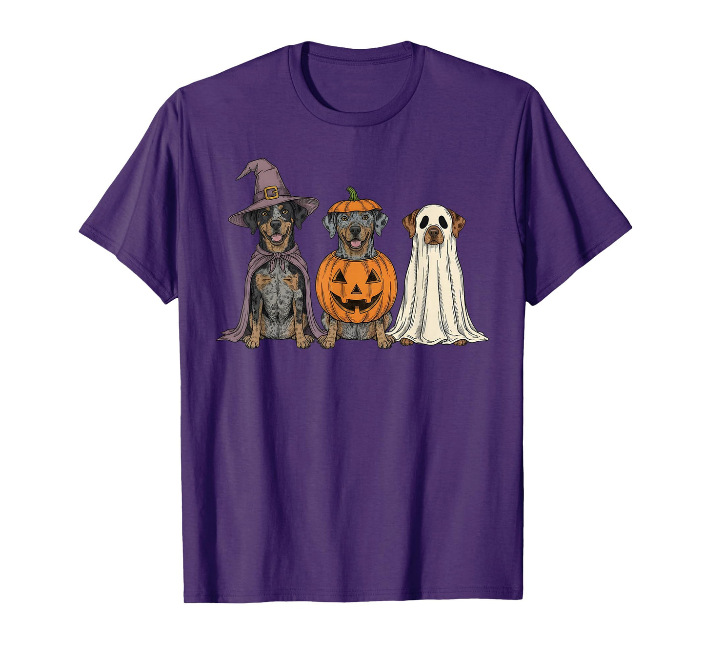 Spooky Ghost Catahoula Leopard Dog Pumpkin Halloween T-Shirt