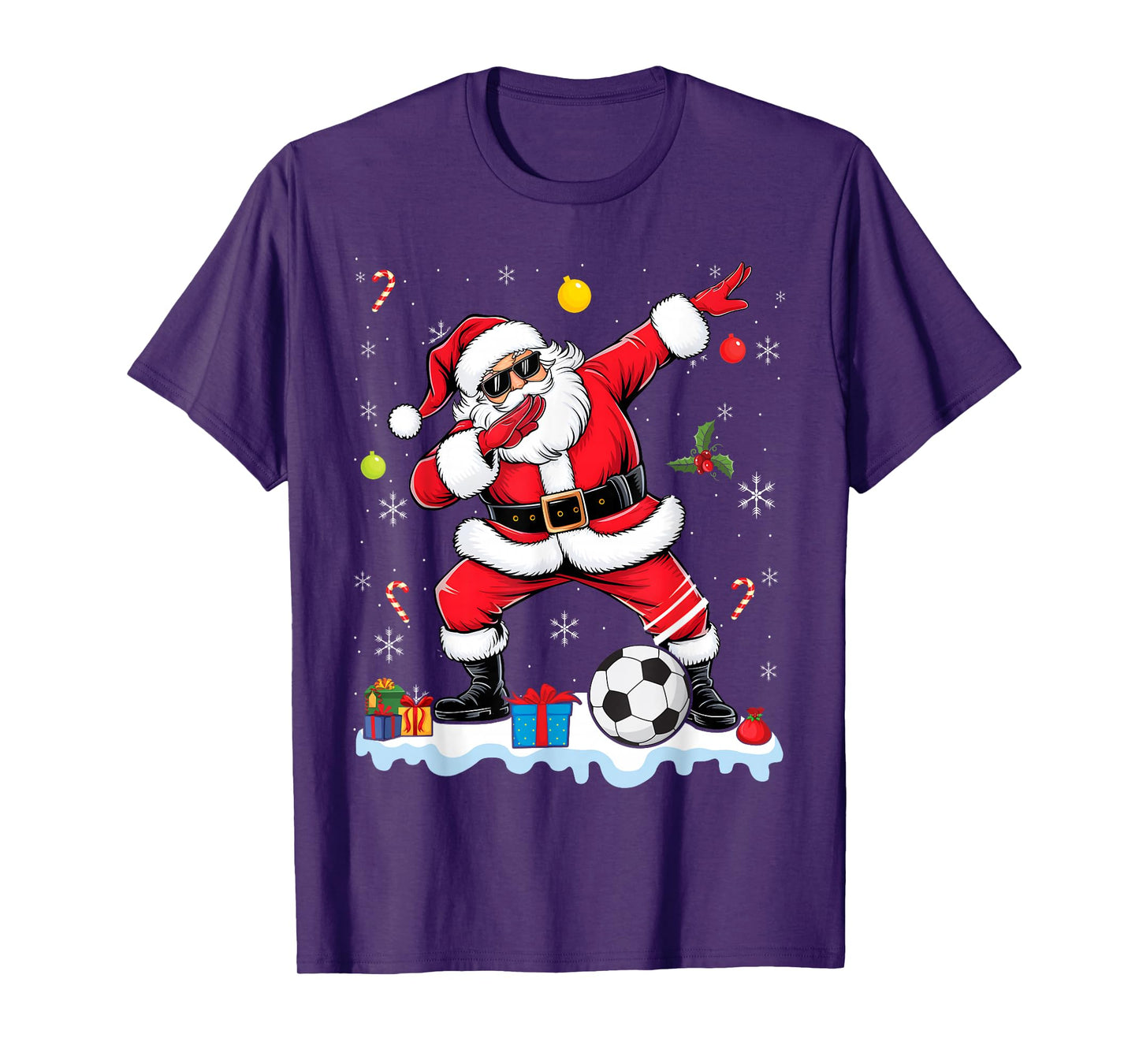 Dabbing Santa Boys Girls Funny Soccer Player Christmas T-Shirt