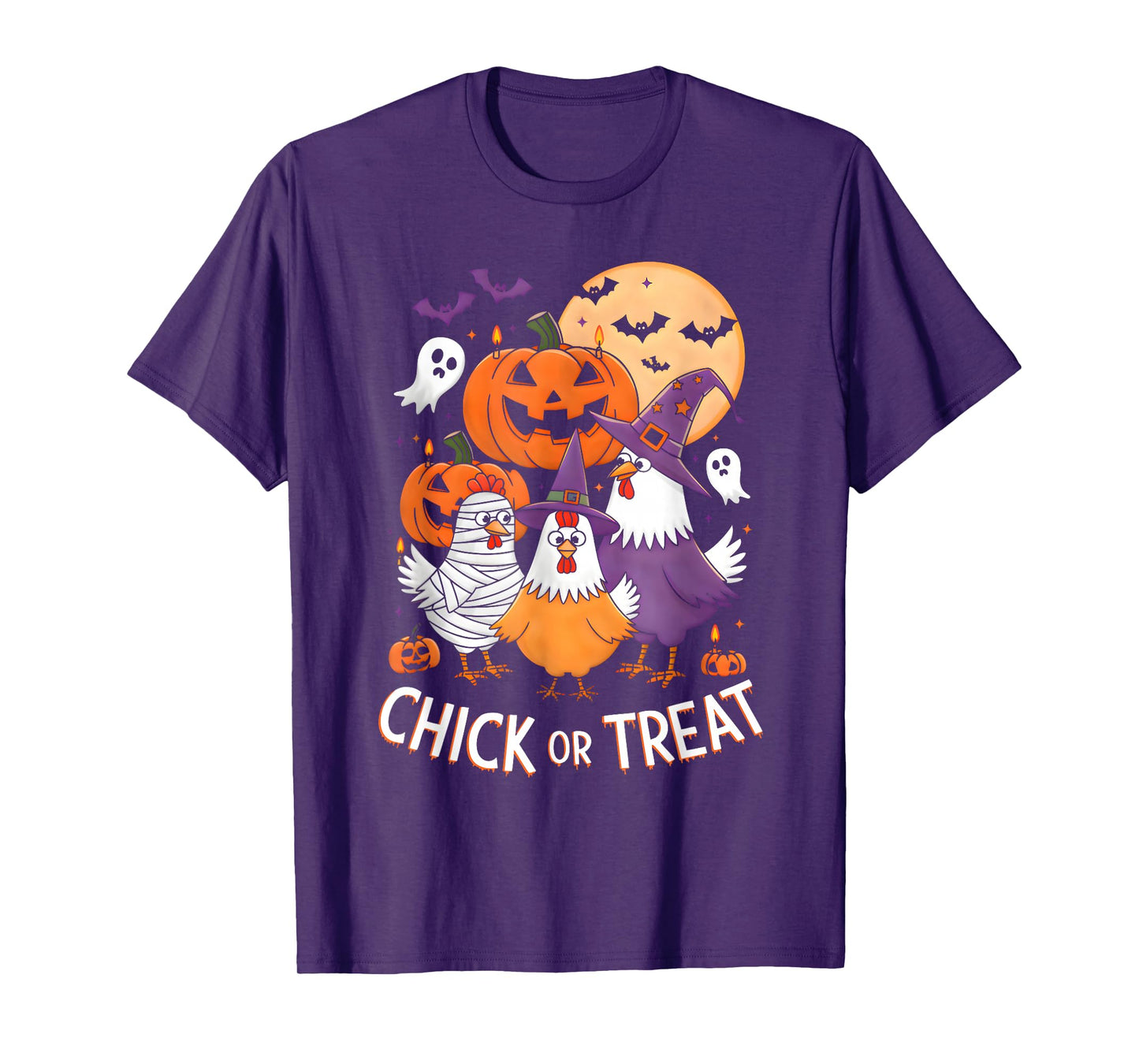 Chick Or Treat Funny Halloween Witch Spooky Cute Chicken T-Shirt