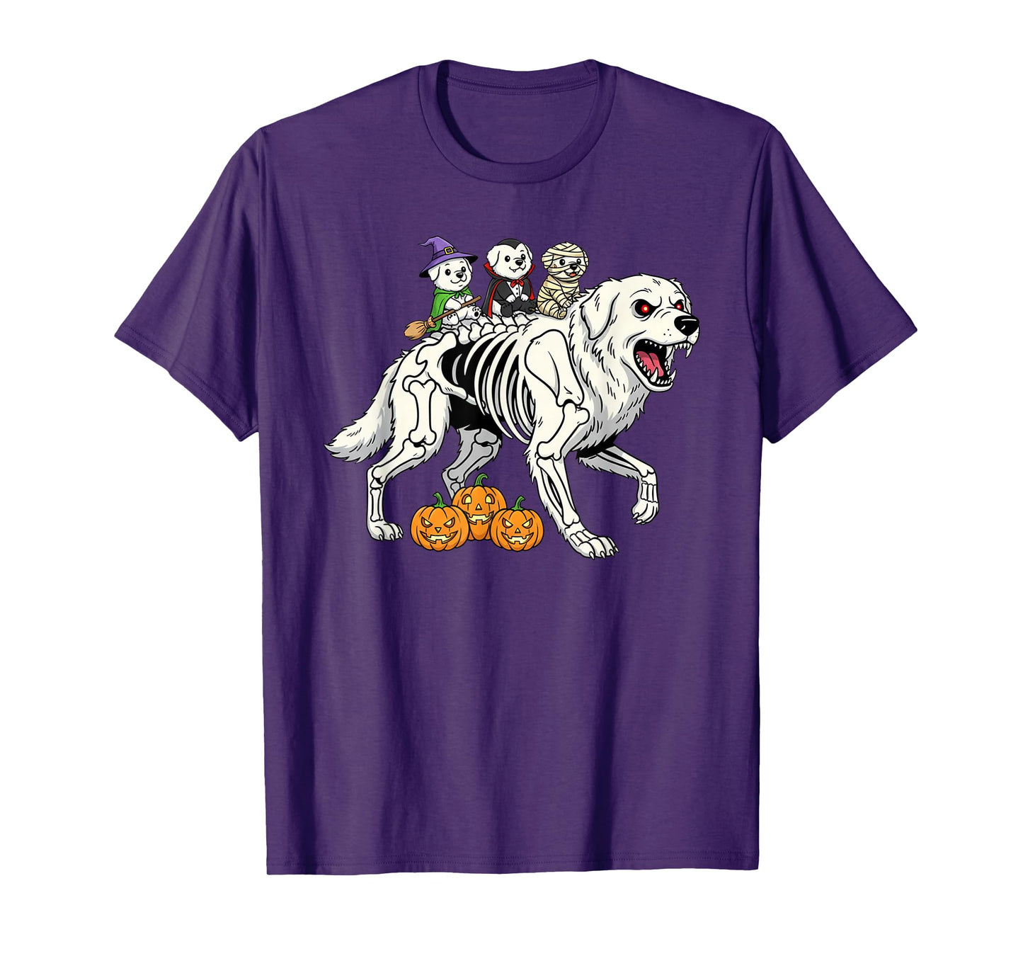 Great Pyrenees Skeleton Mummy Witch Halloween Mens Womens T-Shirt