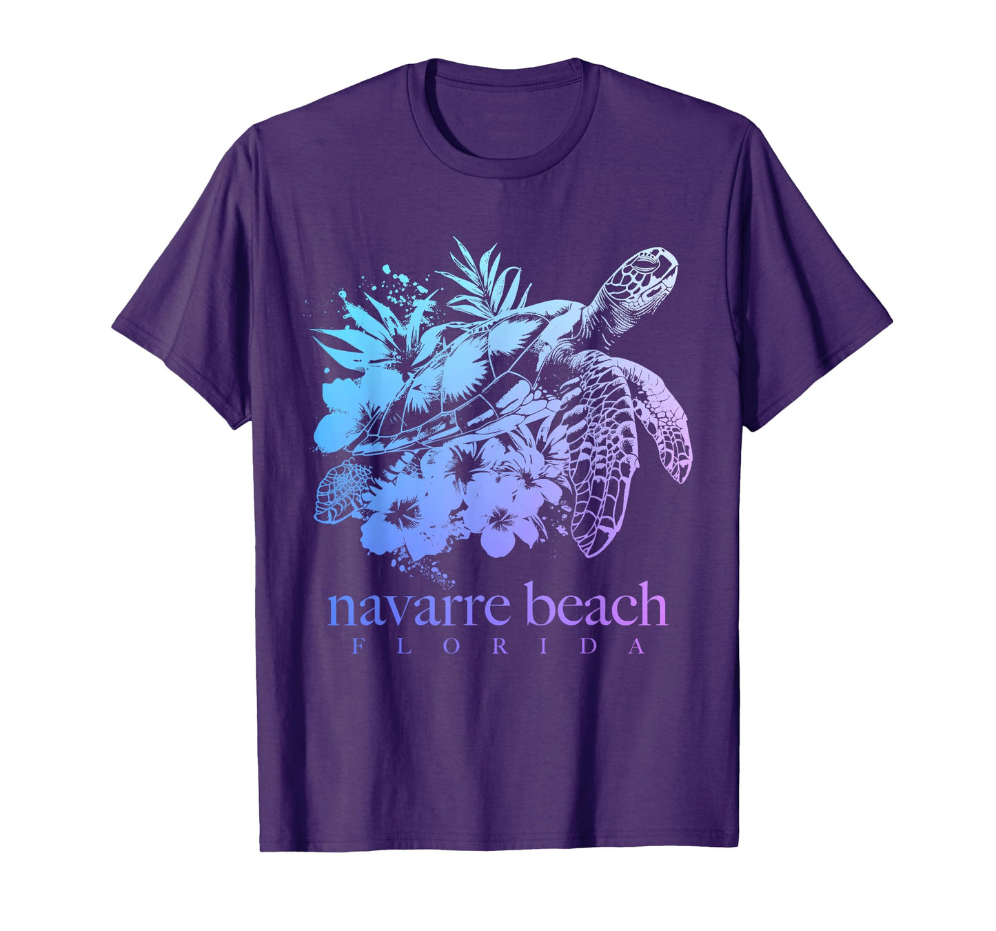 Navarre Beach Florida Turtle Flowers Surfer Souvenir T-Shirt