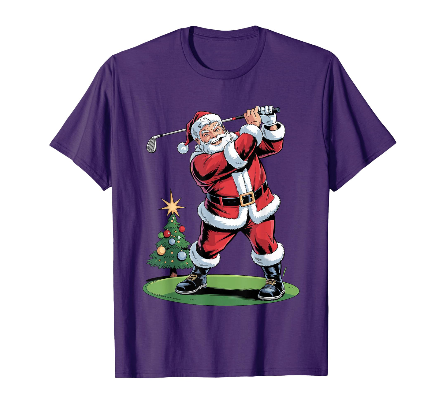 Santa Playing Golf Funny Holiday Christmas Xmas Pajama T-Shirt