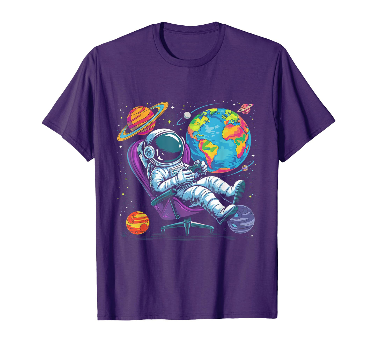 Astronaut Gamer Outer Space Men kids Gaming System Planets T-Shirt