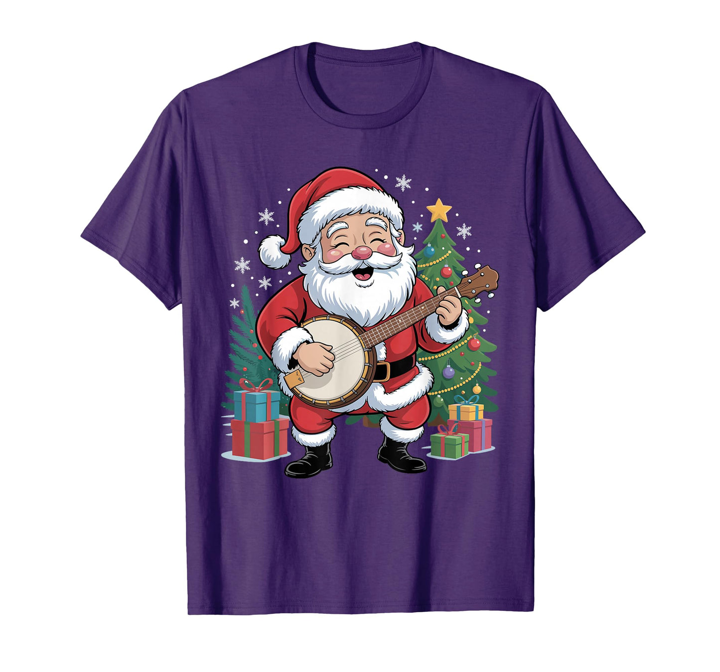 Funny Santa Christmas Design Banjo Holiday Xmas Pajama T-Shirt
