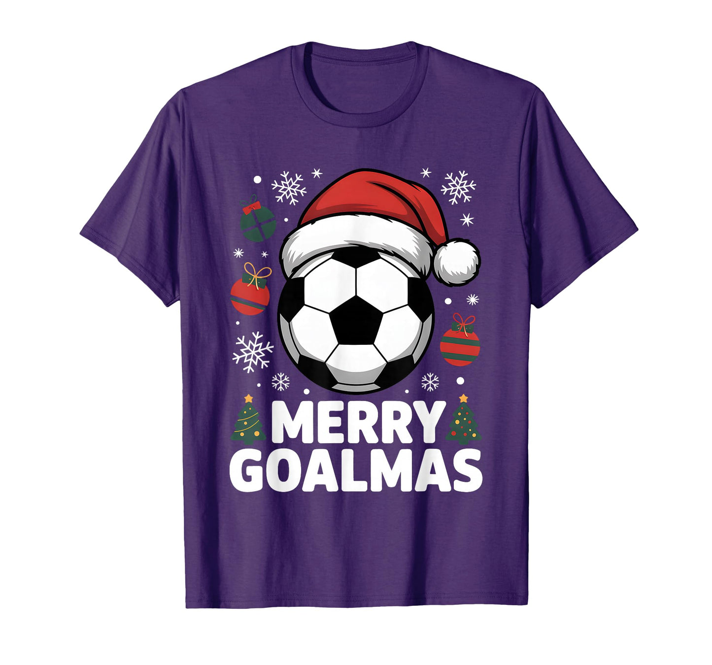 Merry Goalmas Christmas Santa Soccer Ball Graphic Kids Boys T-Shirt