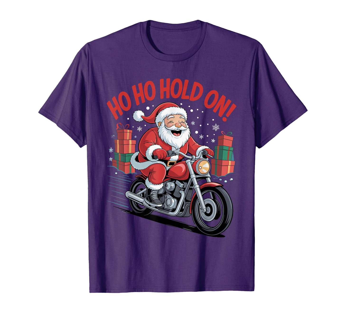Funny Santa Riding Motorcycle Holiday Christmas Xmas Pajama T-Shirt