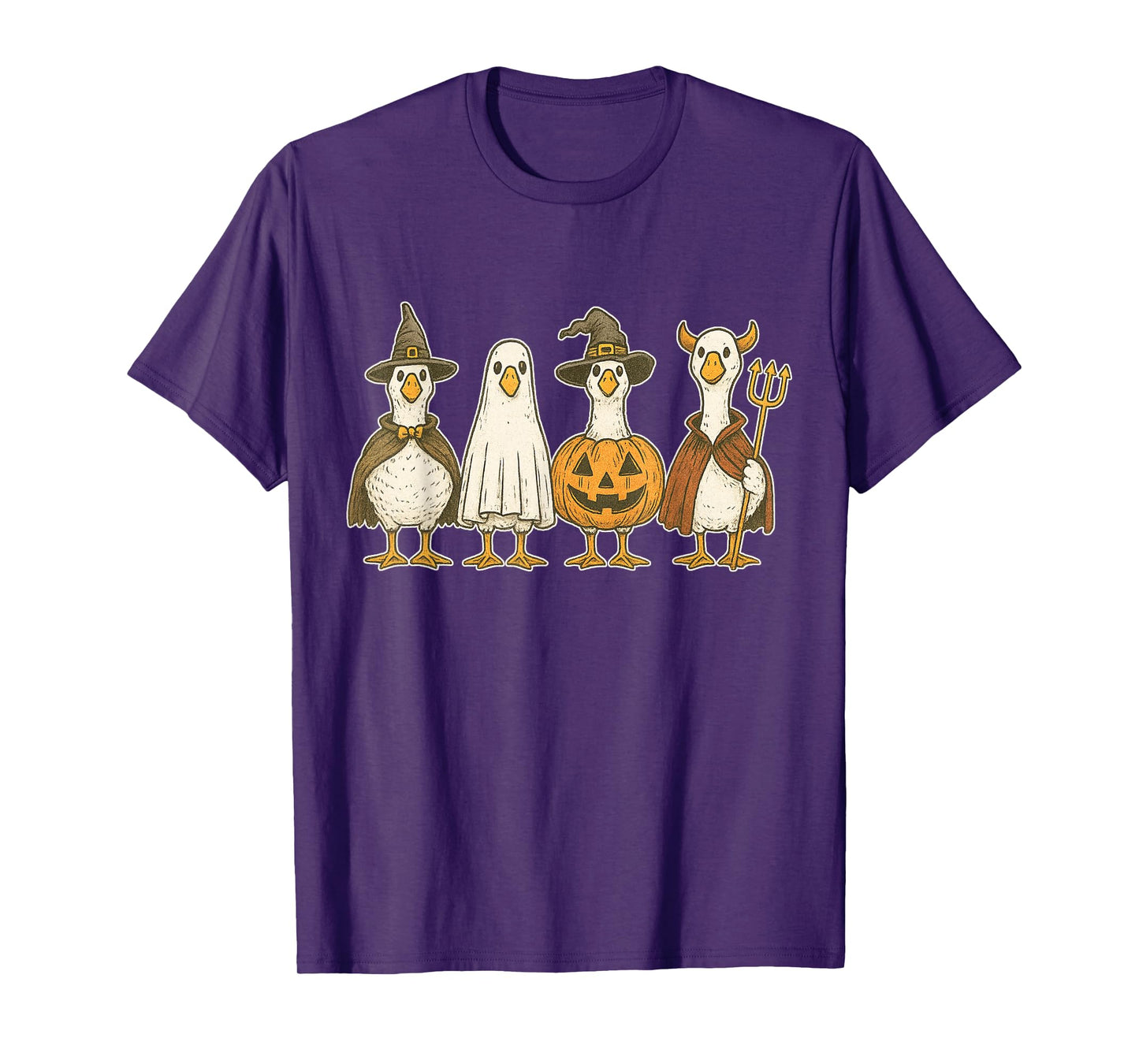 Spooky Goose Halloween Ghost Witch Pumpkin Costume Party T-Shirt